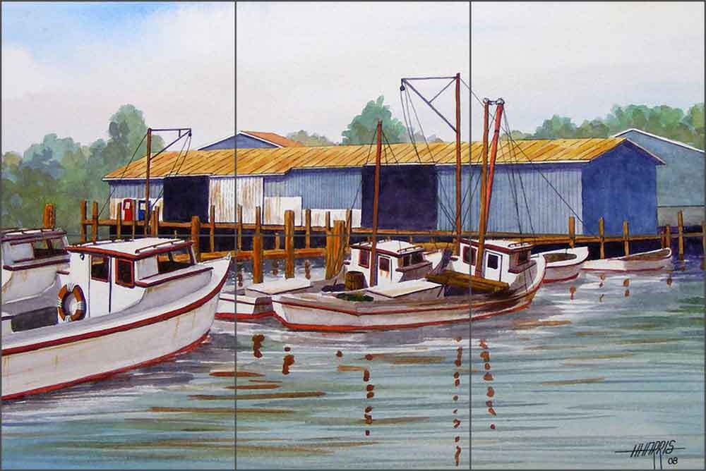 Nautical Tile Backsplash Harris Trawler Boat Art Ceramic Mural POV-HHA005