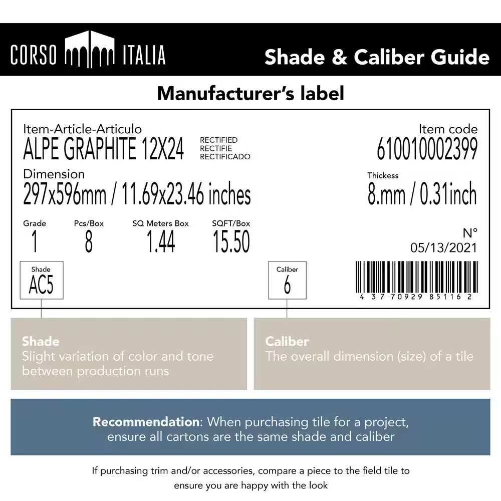 Alpe Graphite Matte 3 In. X 12 In. Quartzite Stone Look Porcelain Floor and Wall