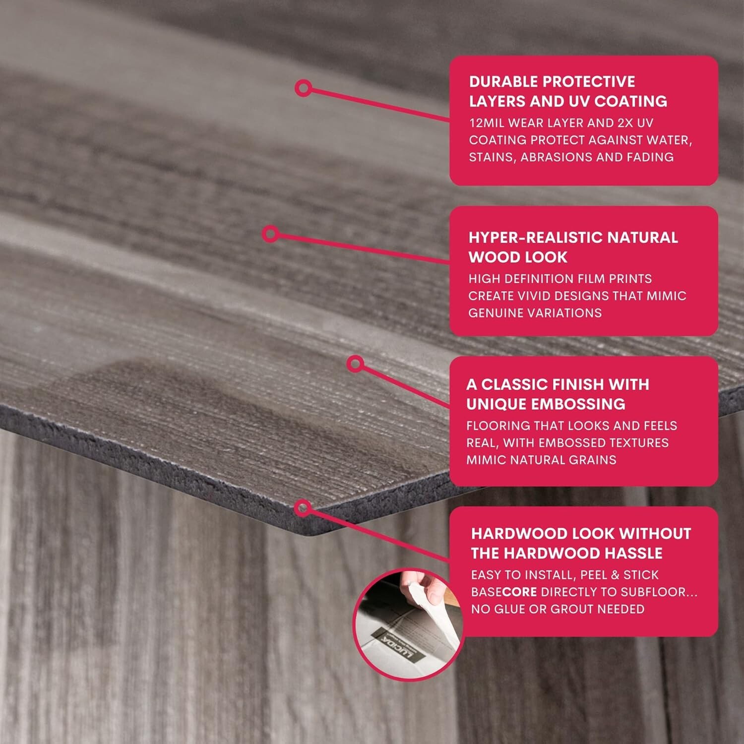 Luxury Vinyl Floor Tiles | Peel & Stick Adhesive Flooring for DIY Installatio…