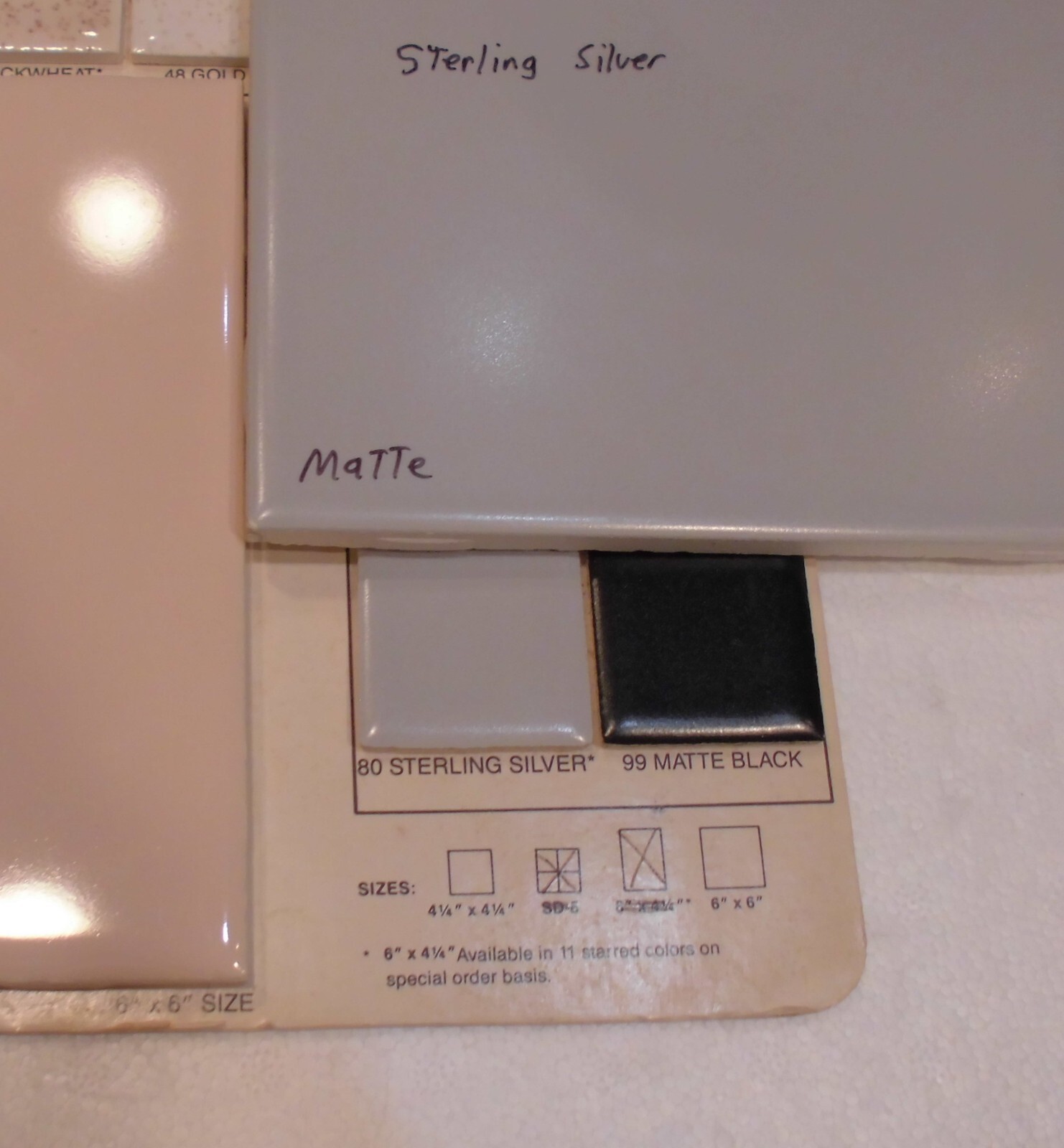 1 pc. 6″ X 6″ Matte Ceramic Tiles *Sterling Silver Gray* American Olean, NEW