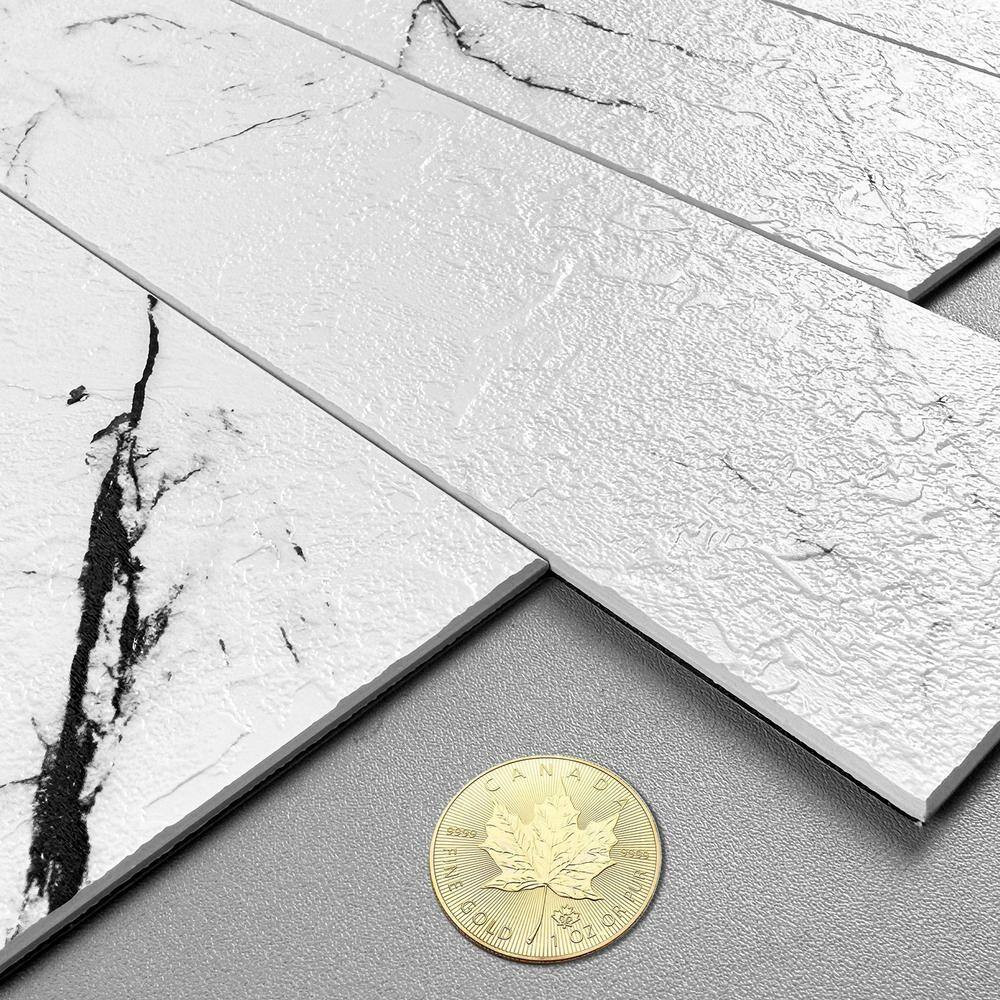 White Marbled Stone 10.83 In. X 11.81 In. SPC Peel and Stick Backsplash Tile (0.