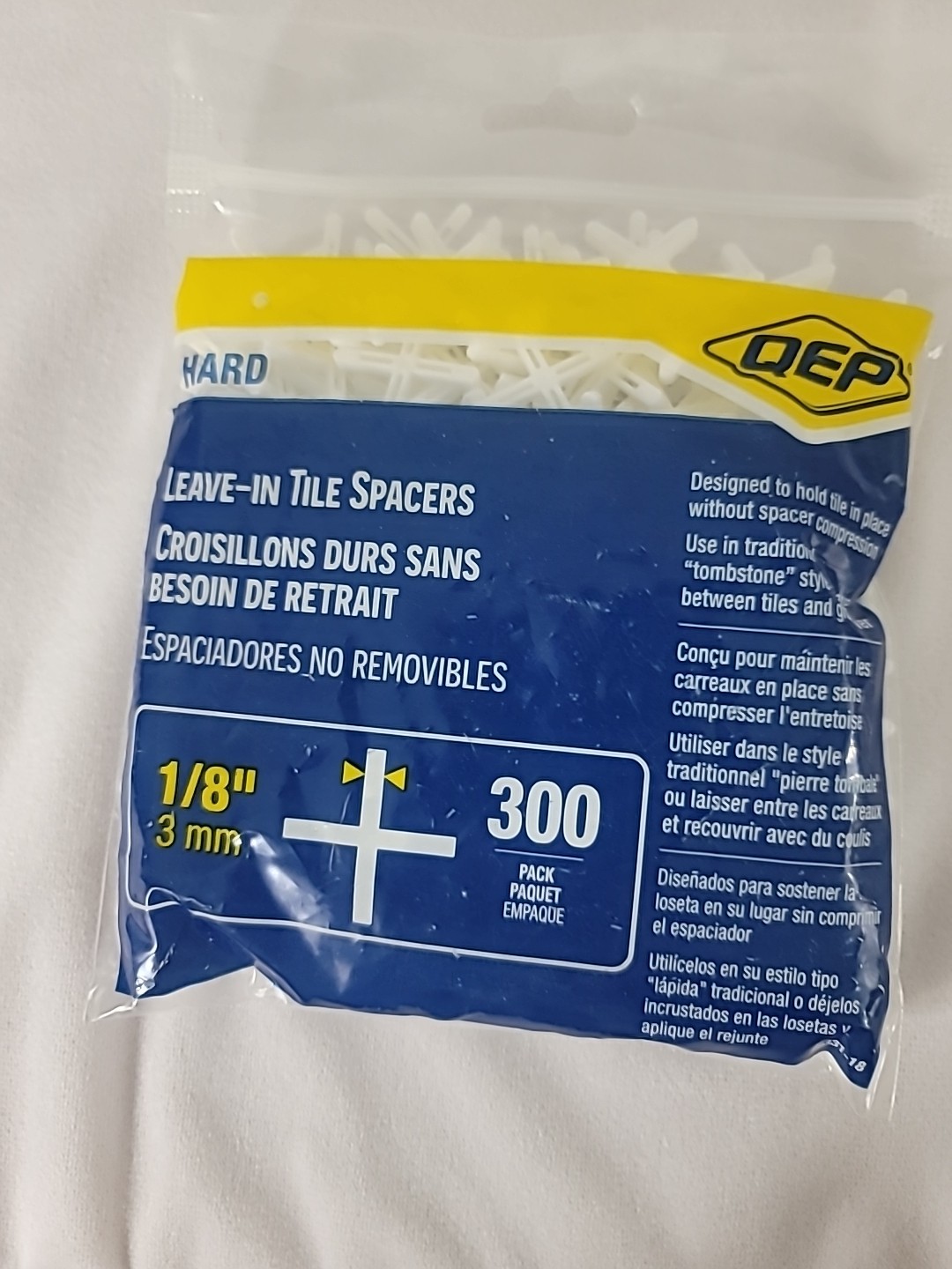 QEP LEAVE-IN TILE SPACERS 1/8″ 3MM PACK OF 300 – NEW & FREE SHIPPING