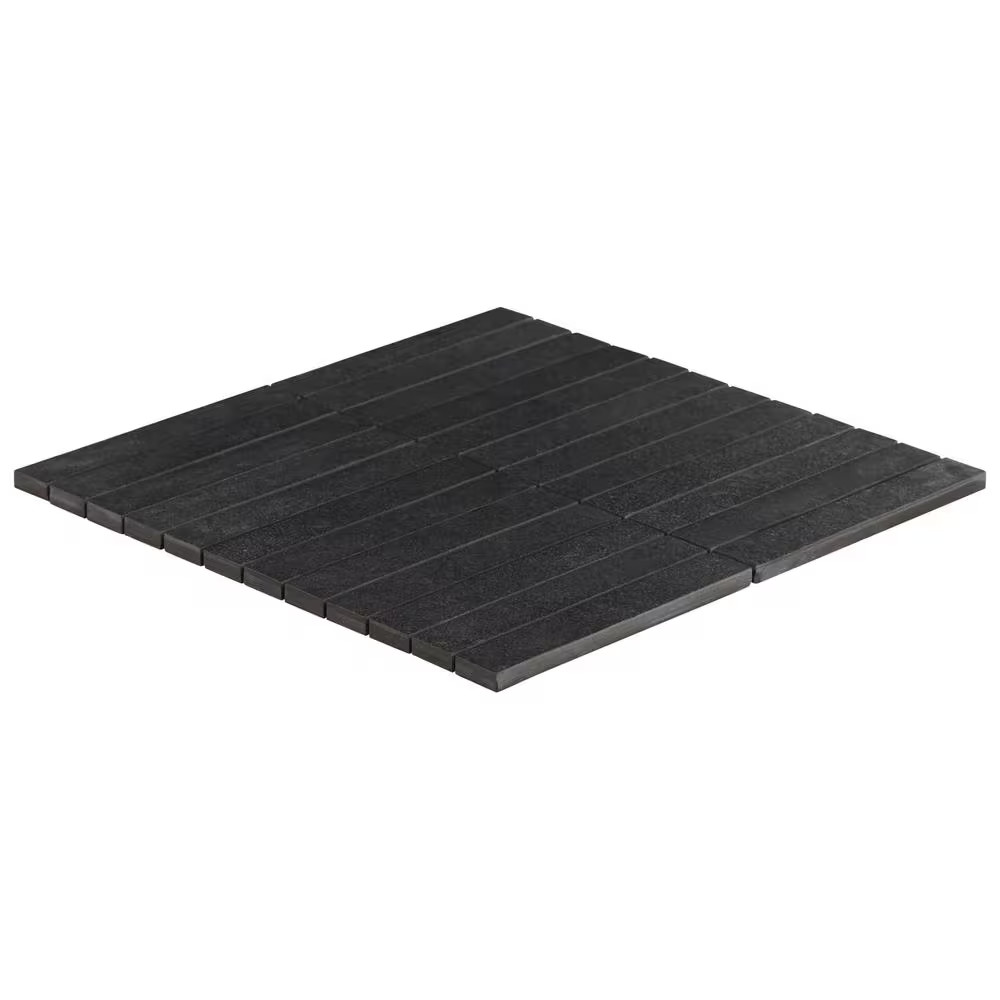 Monolith Charcoal Black 11.81 In. X 11.81 In. Stacked Matte Porcelain Mosaic Flo
