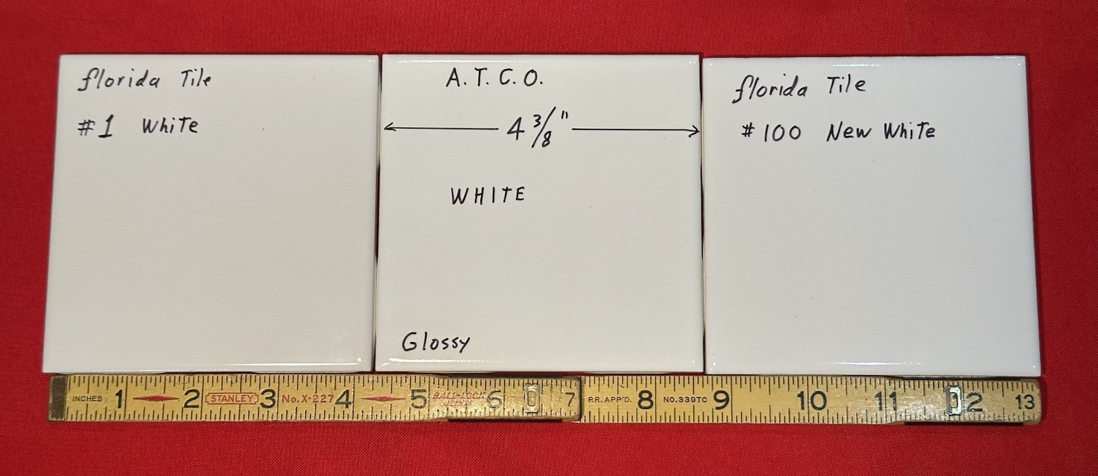 1 pc. Gloss White: 4-3/8″ Glossy Ceramic Tile by A.T.C.O. NEW OLD STOCK