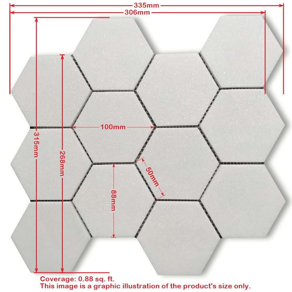 L34XH Statuary White Statuario Italian Marble 4″ Hexagon Mosaic Tile Honed