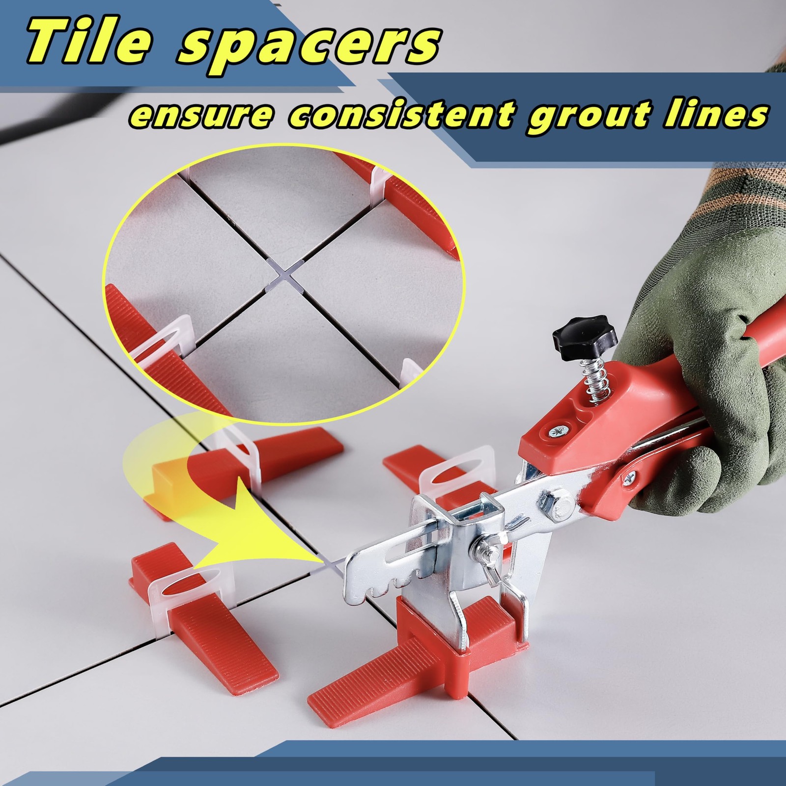 Tile Leveling System-500 pcs 1/16inch Spacers + 150 1/16 inch, Red