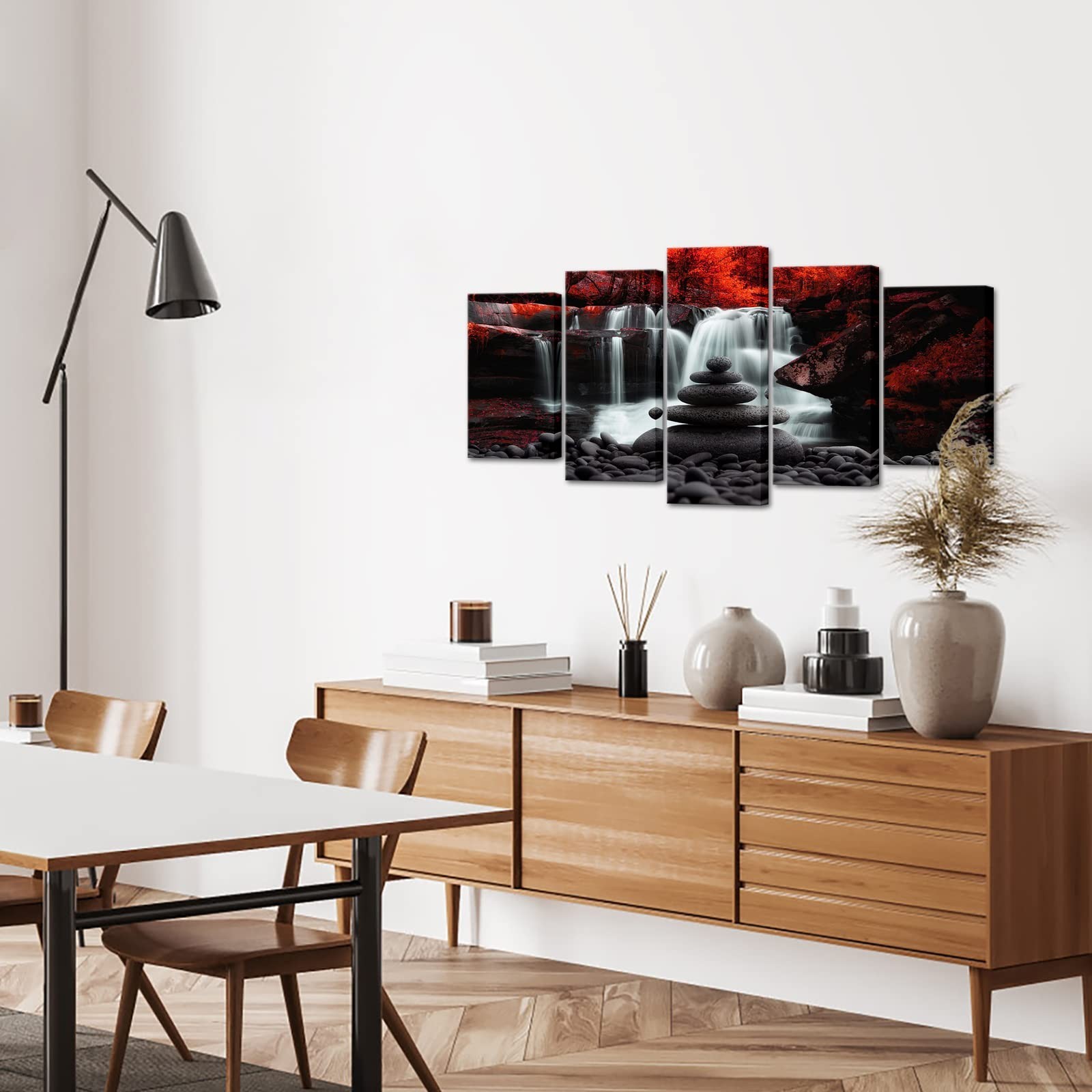Conipit Black White Red Landscape Print Artwork for Living Room Red Tree Canv…