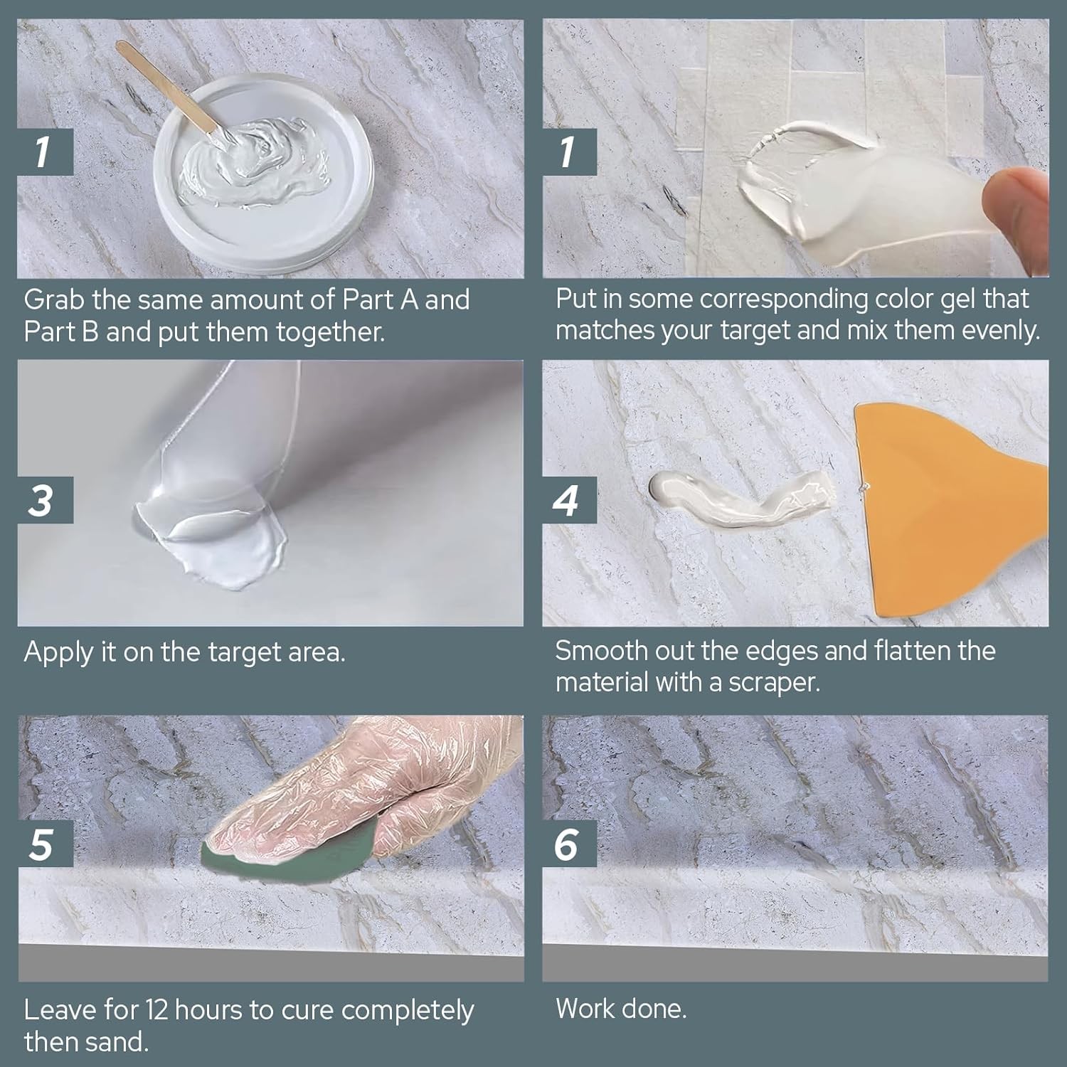 Quartz White Granite Marble Countertop Chip Repair Kit DIY Granite Marble