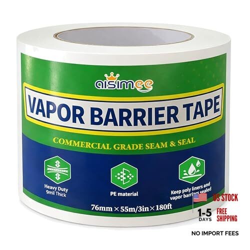 Vapor Barrier Tape, 3 in x 180 ft, High-Adhesion Waterproof Seam 3 inch x 180FT