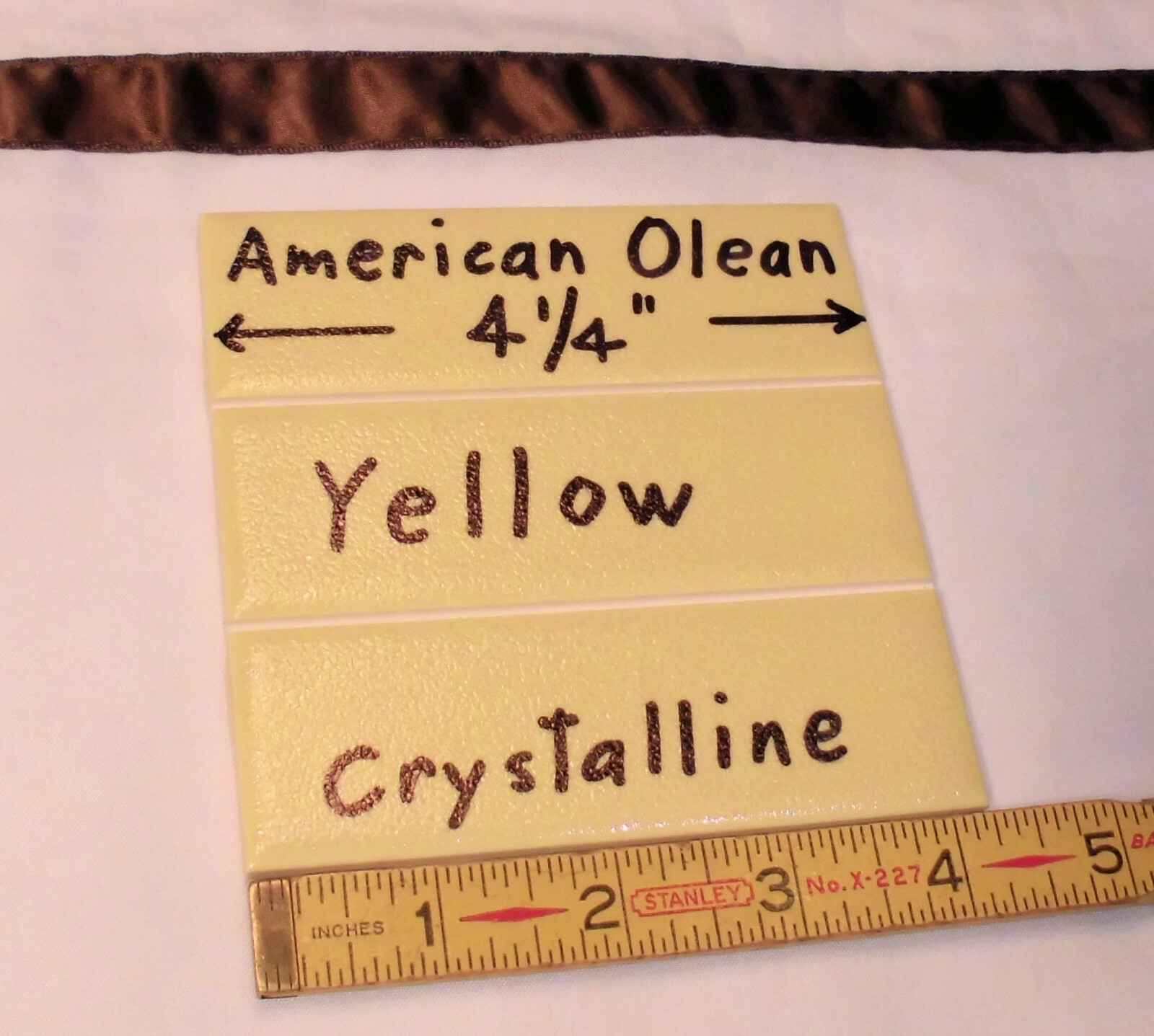 2 Ceramic Tiles *Yellow* Scored 3rd; Crystalline by American Olean 4-1/4″ NOS
