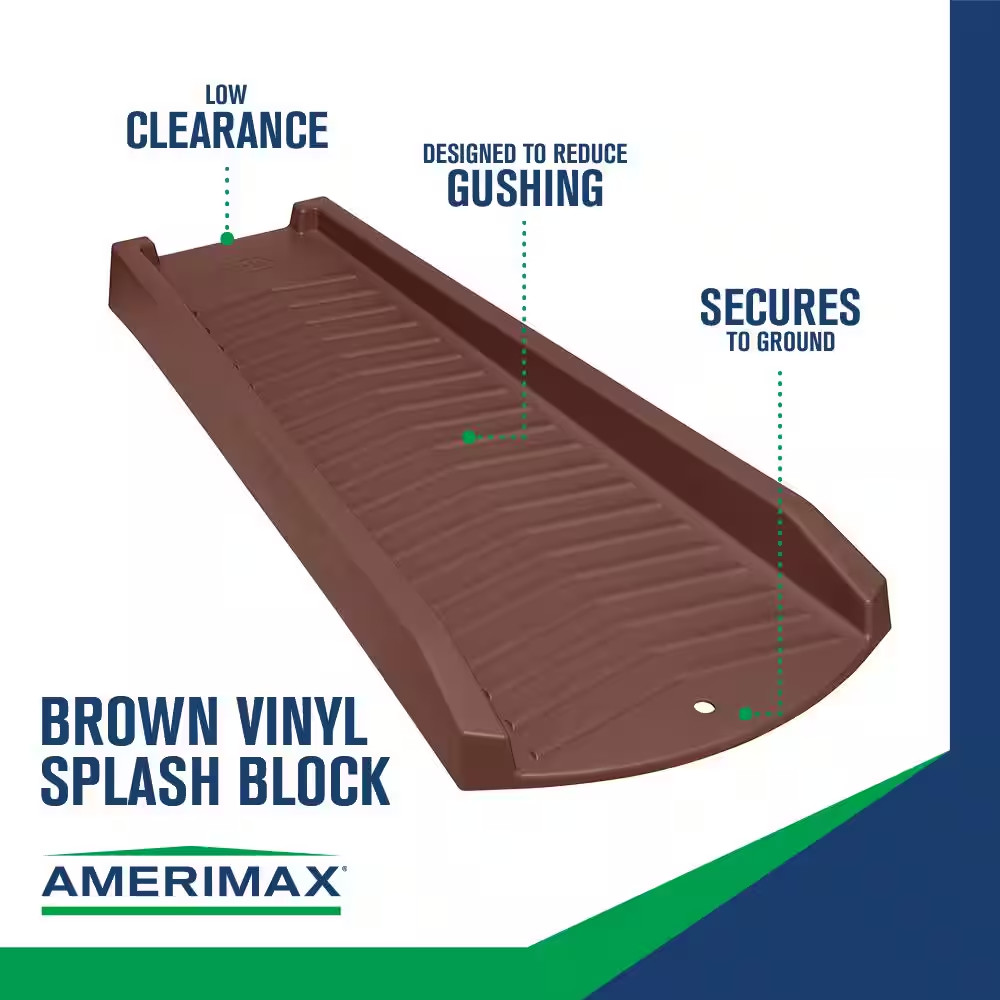 Amerimax 3011-12 Compatible Durable Resin Brown Splash Block NEW