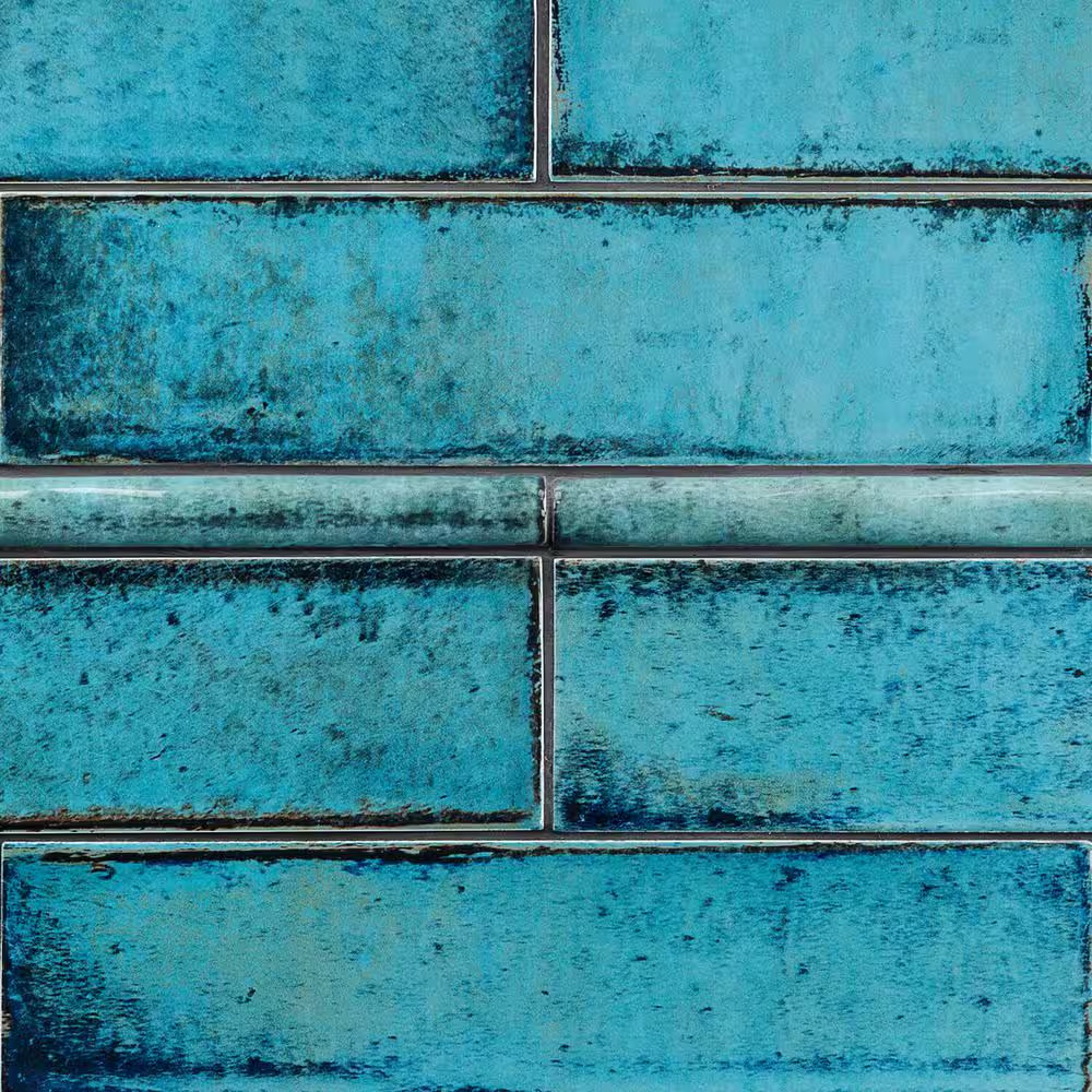 Moze Blue 0.75 In. X 12 In. Ceramic Pencil Liner Wall Tile