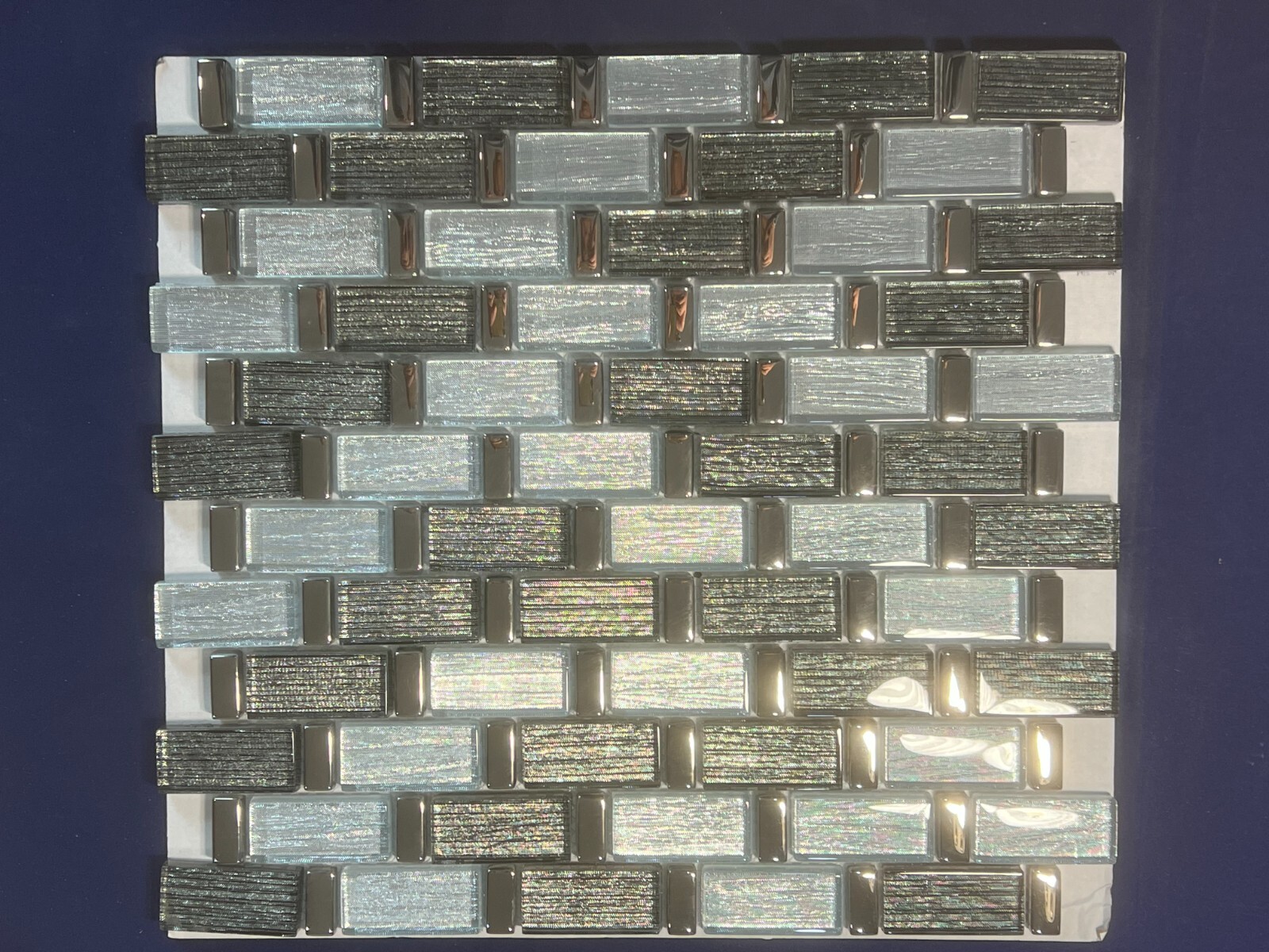 NY29 Silver/Gray Glass Rectangle Mosaic Tile Kitchen Bathroom Backsplash