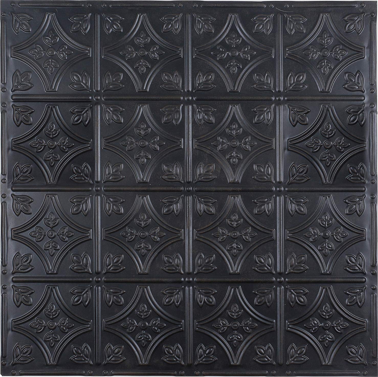 Tin Wall Tiles 24×24 Nail-Up, Stair Risers, Metal Ceiling Tiles, 5 Pack (Black)