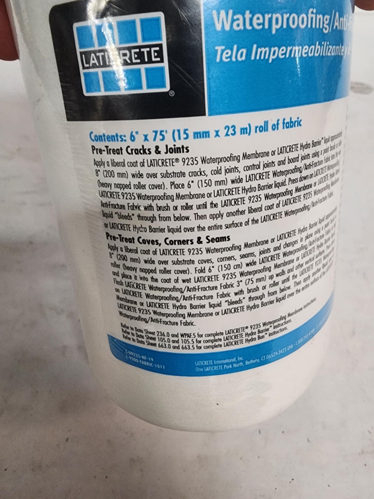LATICRETE 9235 Waterproofing 6″ X 75′ Roll Of Fabric