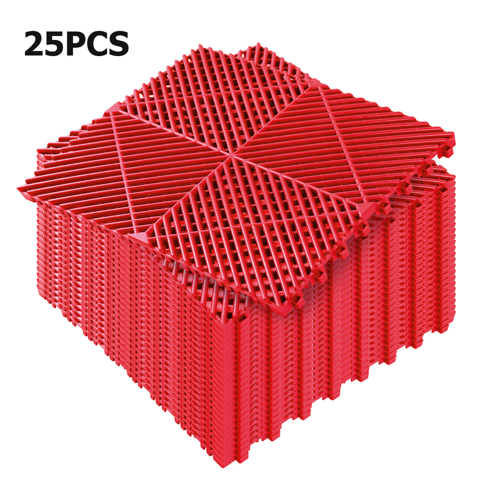 0.71″ Thickened Garage Tile 16″x16″ Self-Draining Interlocking Flooring Covering