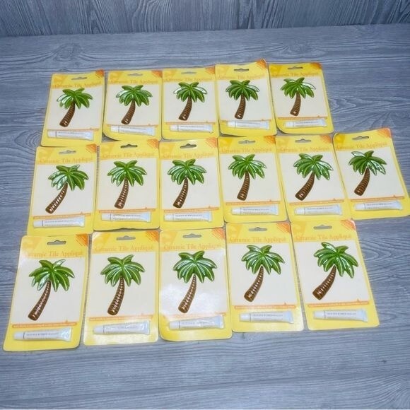 16 vintage decoration New Creative Ceramics Stick On Wall Art Tile Palm Tree