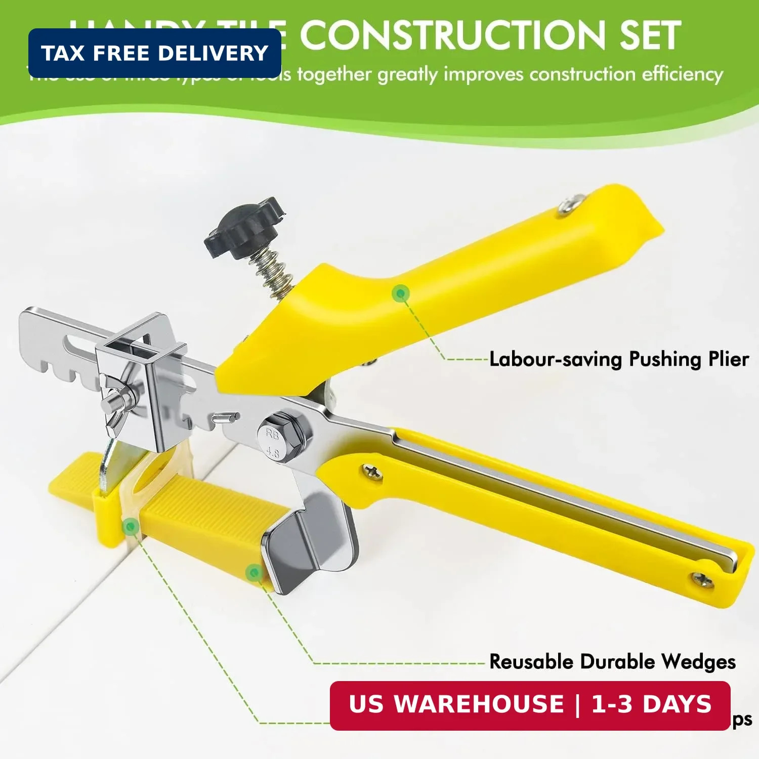 Tile Leveling System 1/8″Kit, 600pcs Tile Leveler Spacers Clips+200pcs Reusable