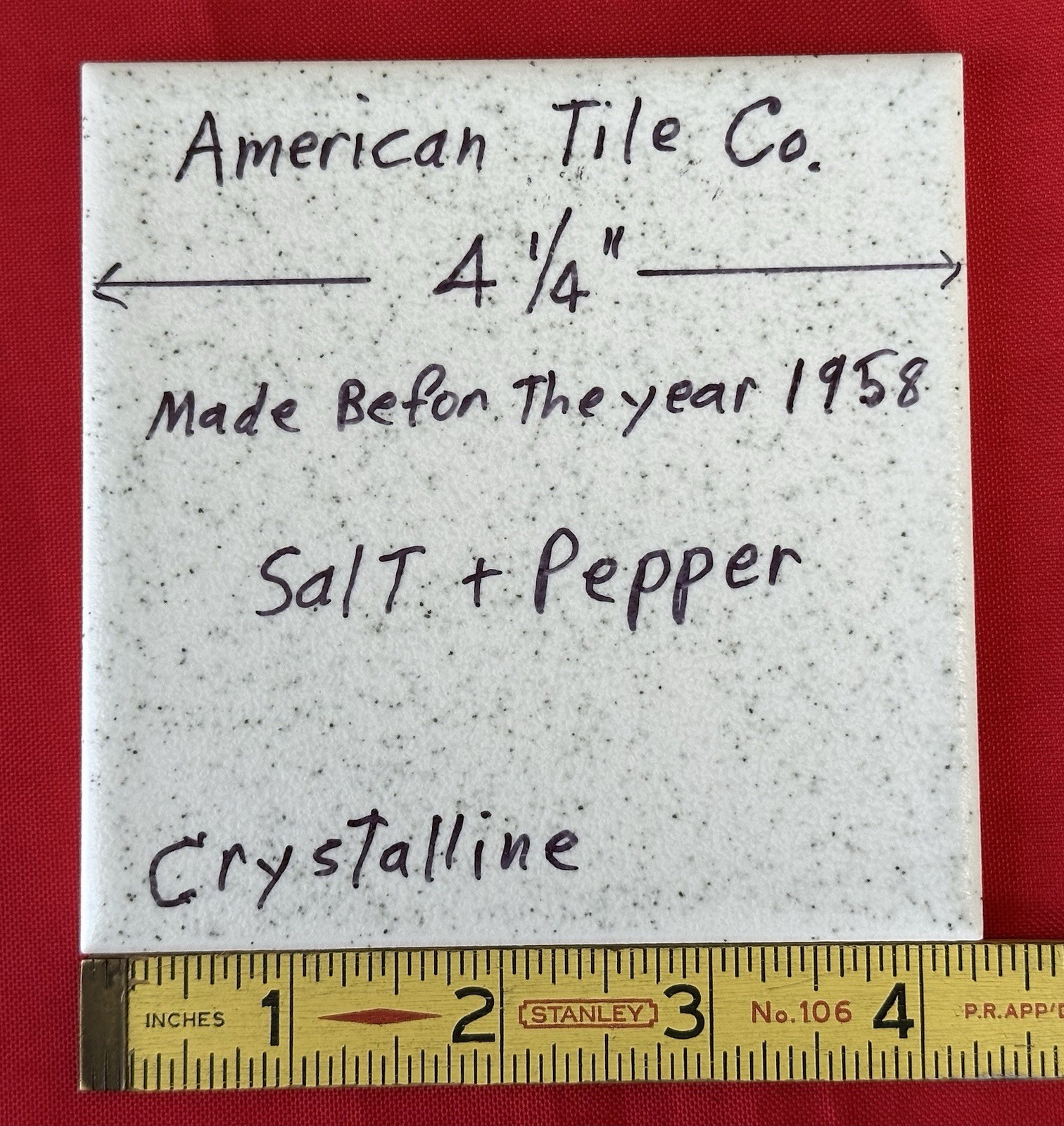 1 pc. 4-1/4″ Salt & Pepper: Crystalline Ceramic Tile by American Olean, NEW