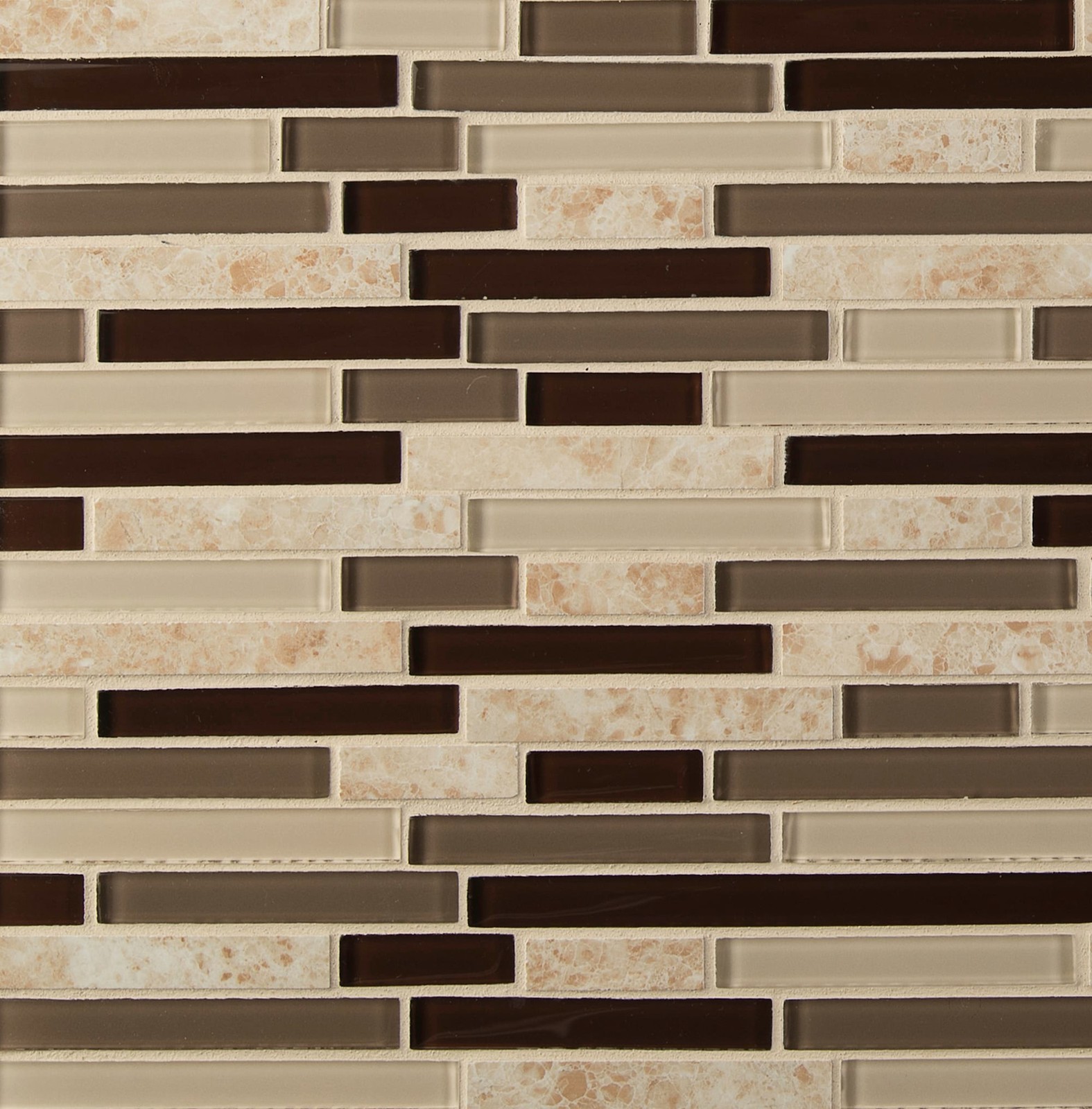 Ackland AKM-SP-12X12ILX-CA 12″ x 12″ Glass and Stone Linear – Tesora Mocha