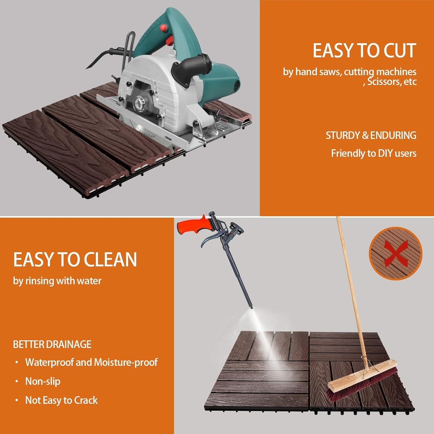 Versatile 4-Pcs Interlocking Deck Tiles – Durable and Anti-Slip Outdoor Flooring
