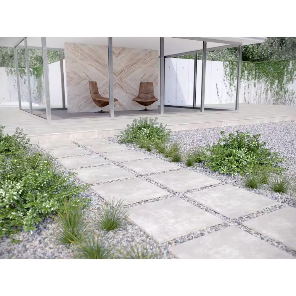 Beton Blanco 2 Cm. X 24 In. X 24 In. Matte Porcelain Stone Look Paver Tile (2 Pi