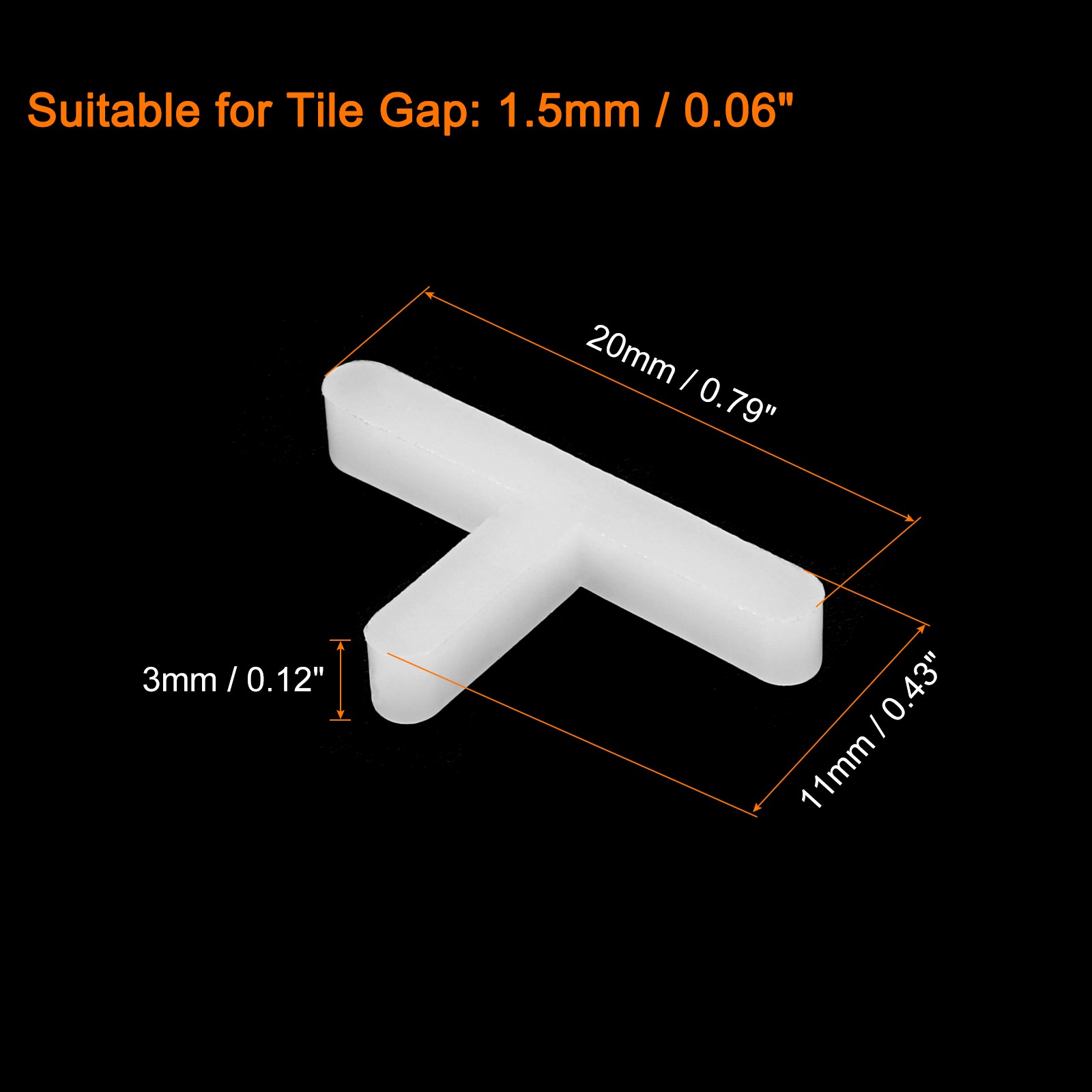 500Pcs Wall Floor Tile Plastic T Shape Spacers Tiling Tool 1.5mm 1/16″ White