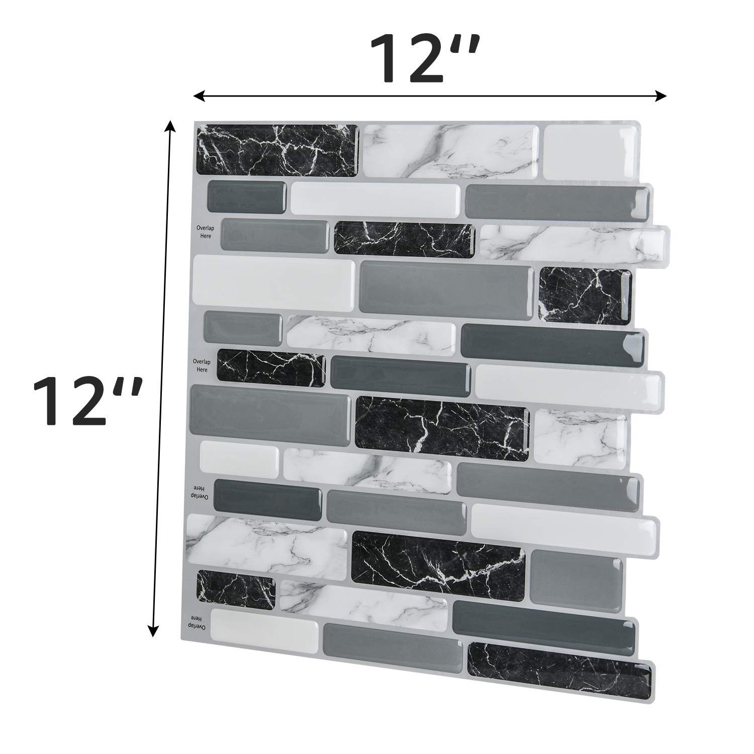 Art3d 10-Sheet Peel and Stick Kitchen 12″ x (10 Sheets), Gray Marble