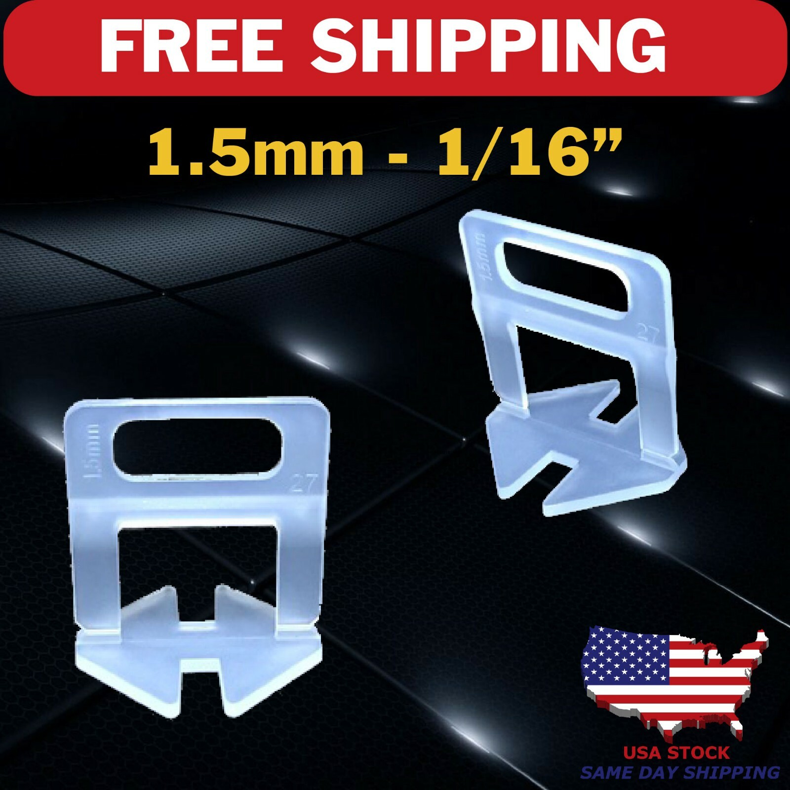 3000 Clip Tile Leveling System Kit Floor Wall 1.5mm 1/16 Tile Spacer Tiling Tool