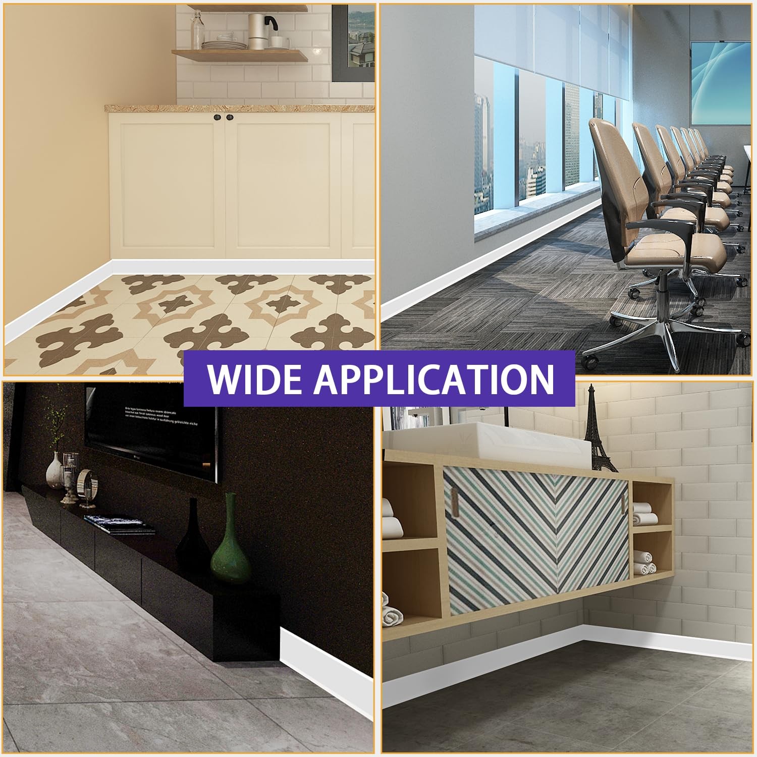 Vinyl Wall Base Baseboard Molding Trim 4″ Flexible Self Adhesive Rubber Wall Bas