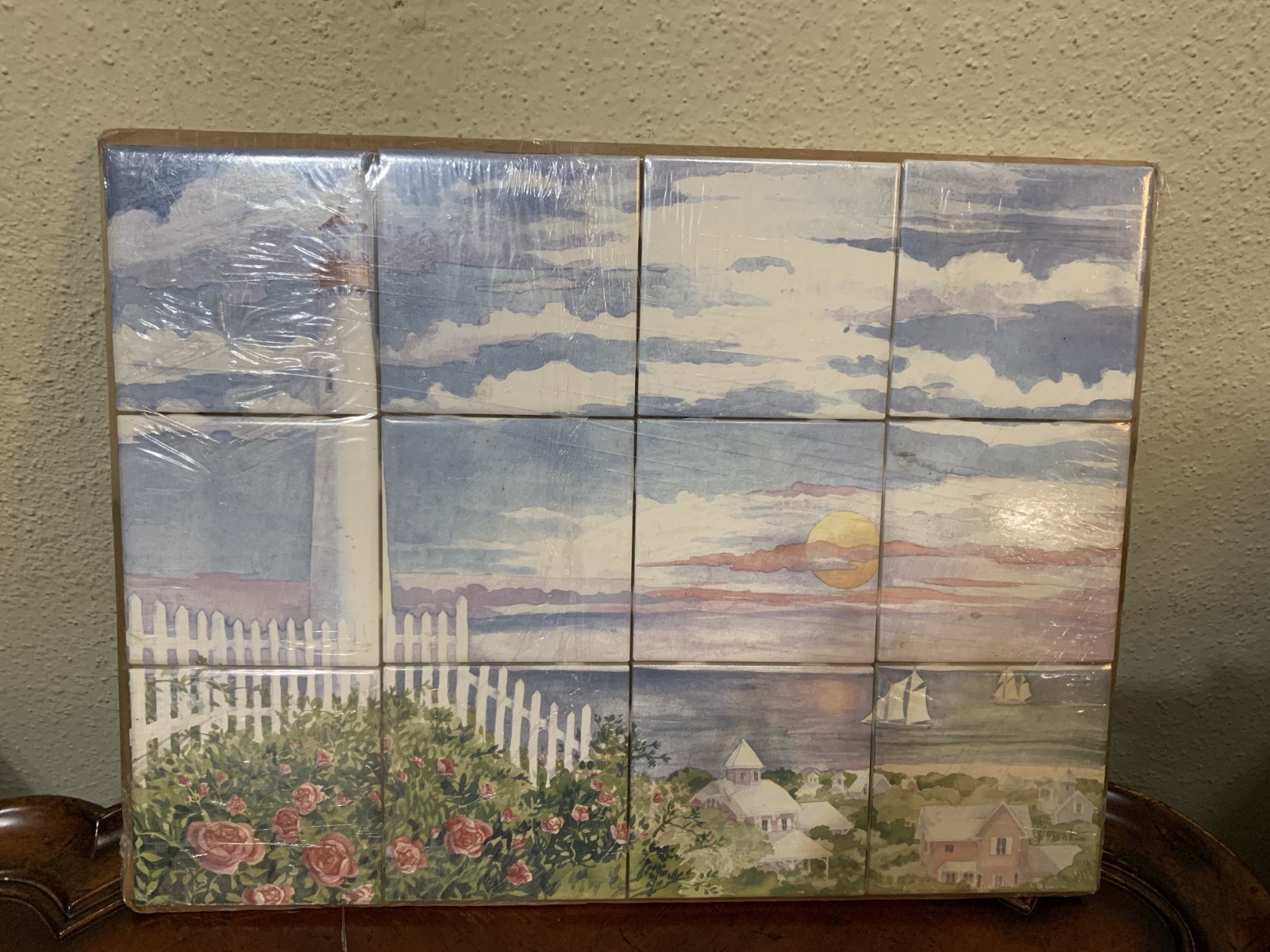 Paul Brent Art Wall Tile Mural Seaside Lighthouse Ceramic Backsplash 12 Set New