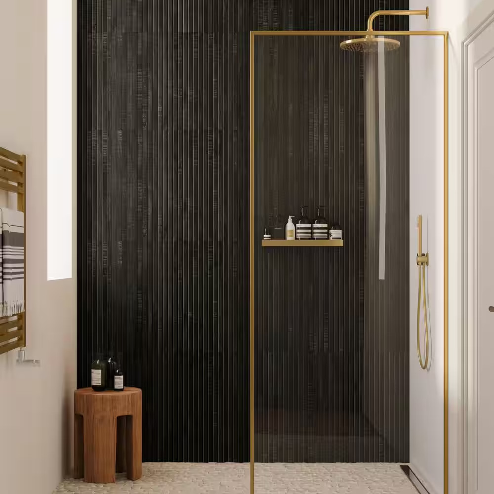 Montgomery Ribbon Black 24 In. X 48 In. Matte Porcelain Floor and Wall Tile (15.