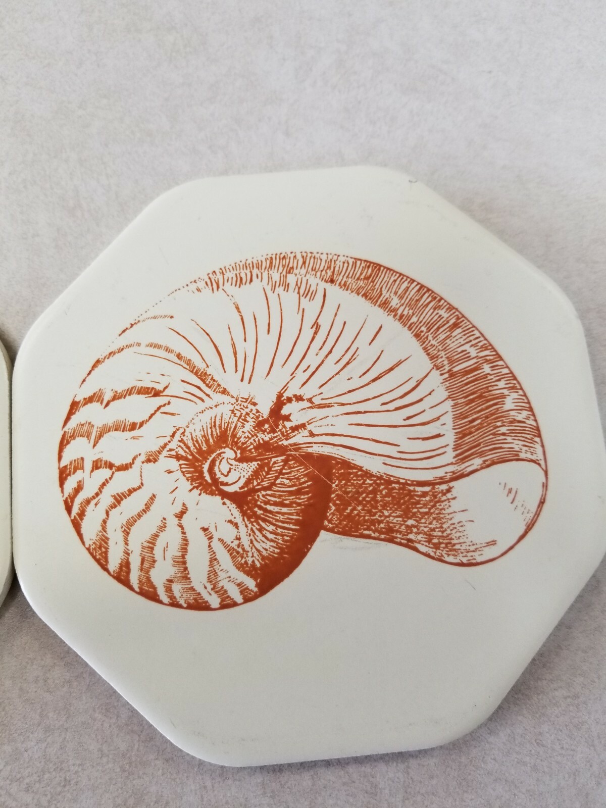 Vintage Lot of 3 SEASHELL SHELL CONCH CERAMIC TILE ART MCM TRIVET