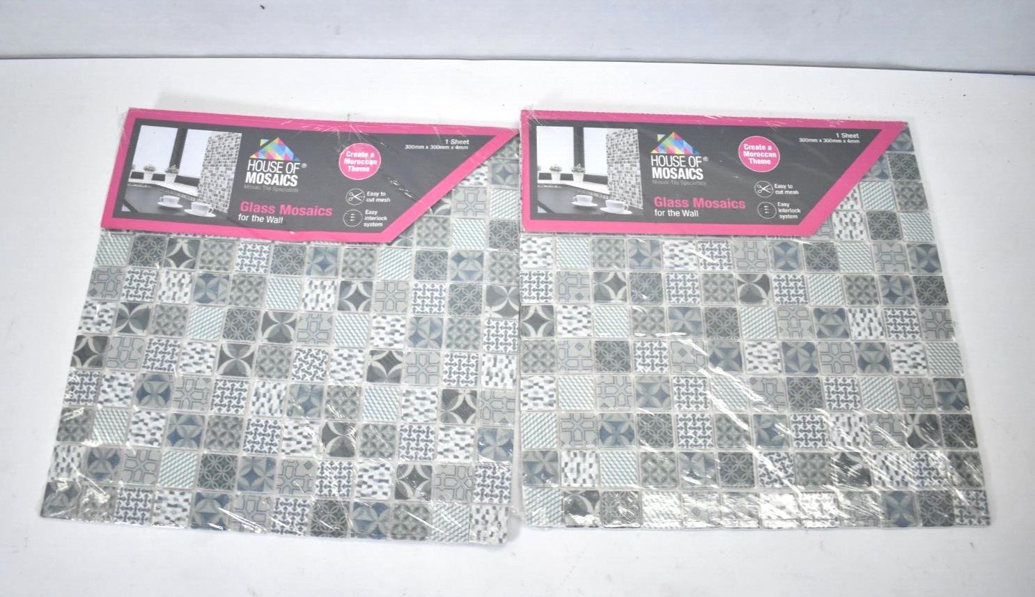 Lot of 2 House Of Mosaics Casablanca Blue Mosaic Wall Tile Sheet 11.81″ x 11.81″