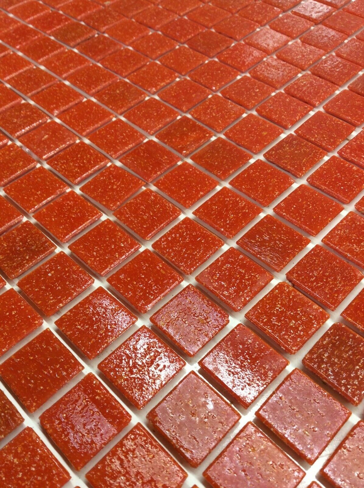 Glass Tile Vitreous Mosaics Red-Orange 12 3/4″ x 12 3/4″