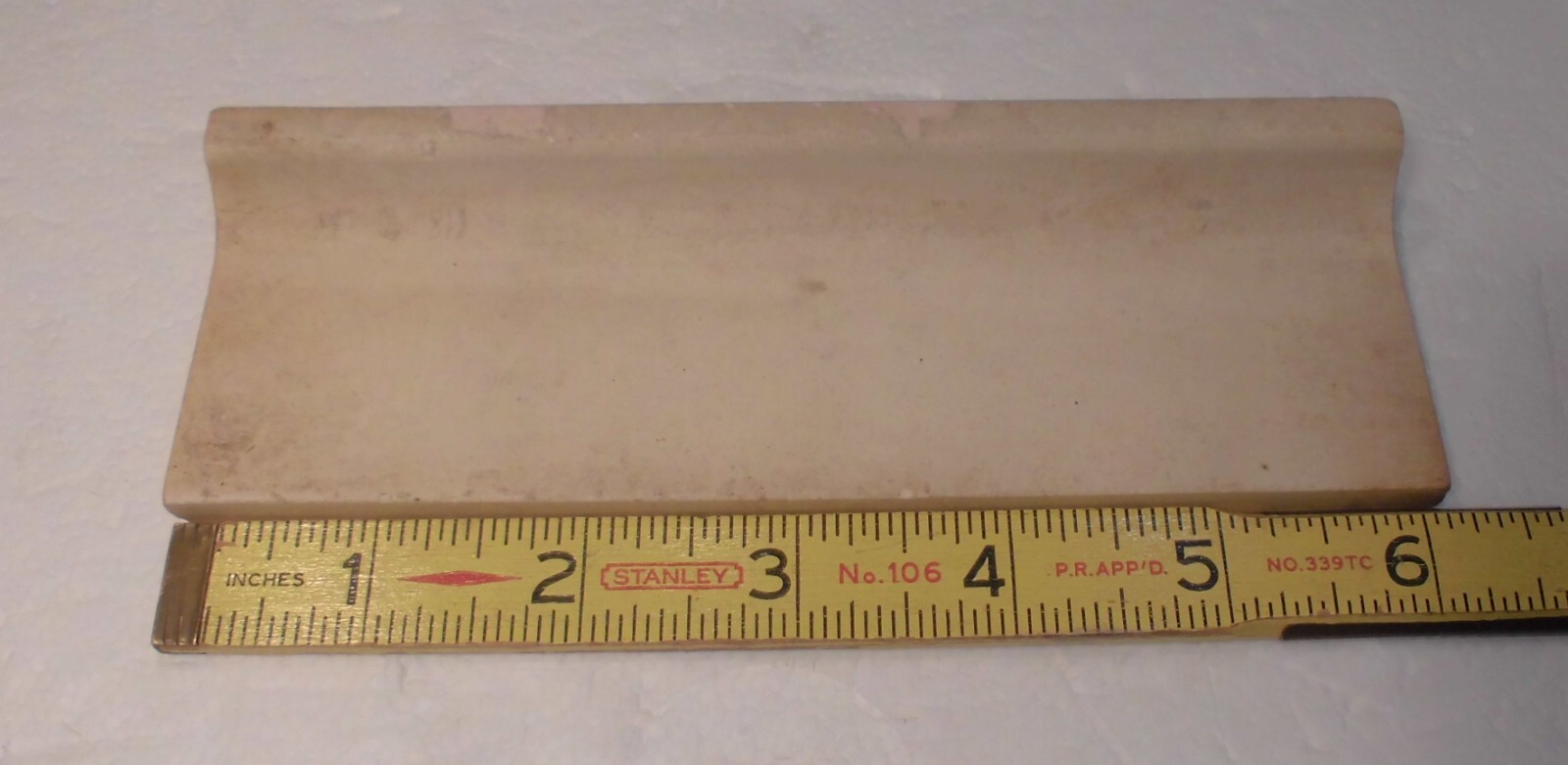 1pc. Persian Pink: Glossy Ceramic Radius Bullnose Tile 2″ X 6-1/8″ New Old Stock