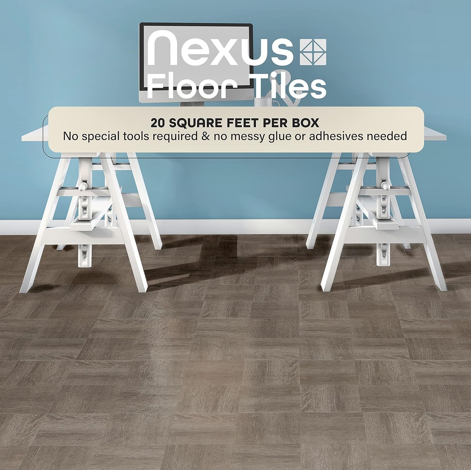 Nexus Self Adhesive 12-Inch Vinyl Floor Tiles, 20 Tiles – 12″ x 12″, Charcoal…