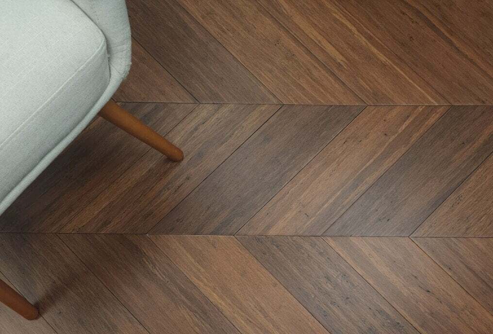 8″ Sample Piece – Ambient® Carbonized Antiqued Chevron Engineere Bamboo Flooring