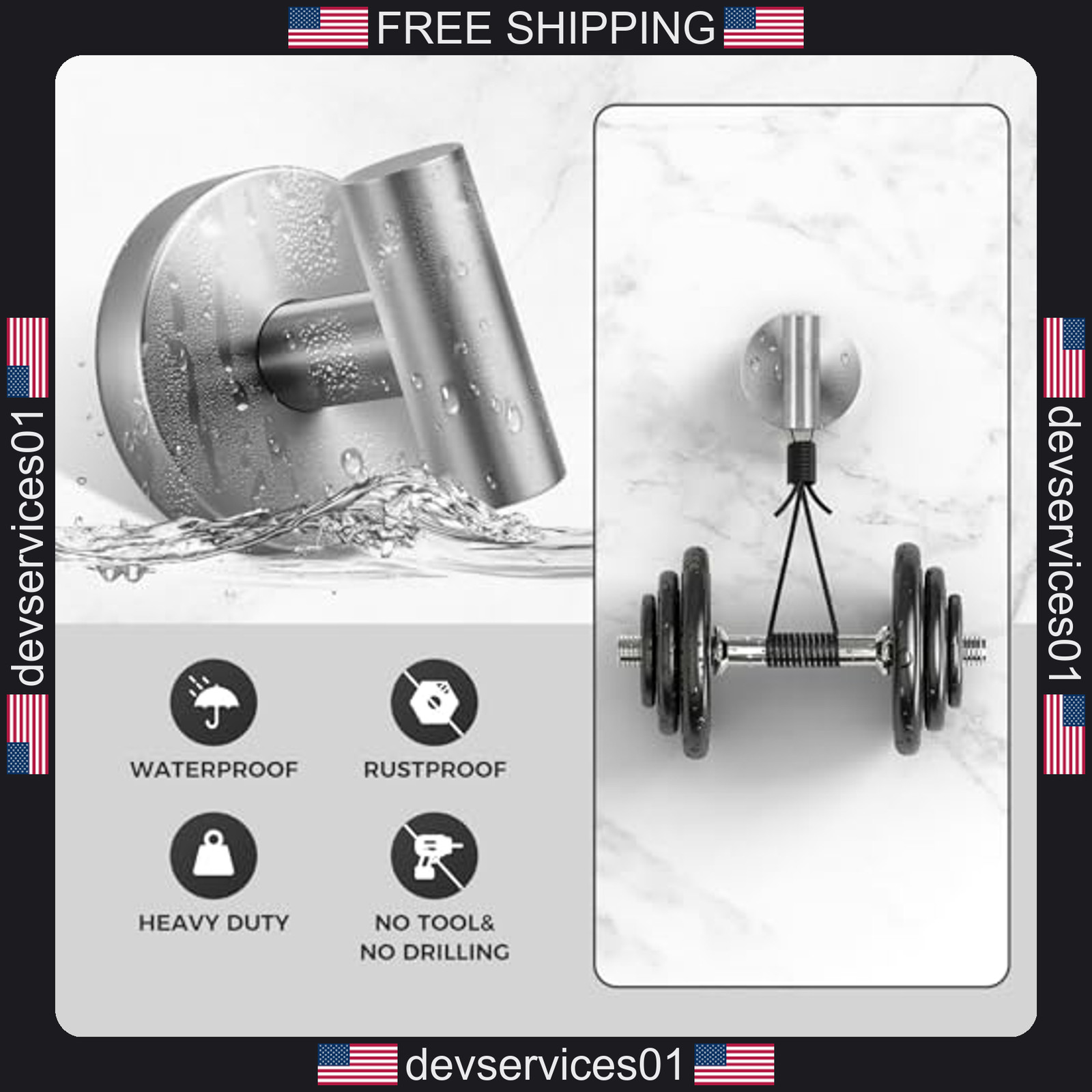 4 Pack Shower Suction Cup Hooks for Bathroom Glass Tile