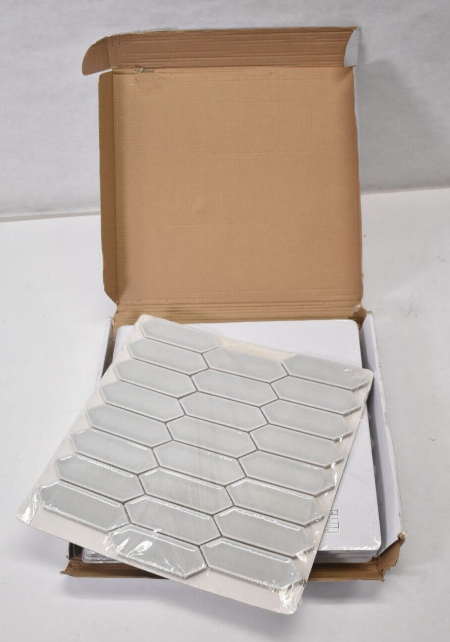 Lot of 5 Decko Collection Fresh Haus Hexagon Mosaic Tiles DEK-3505 Gray Finish