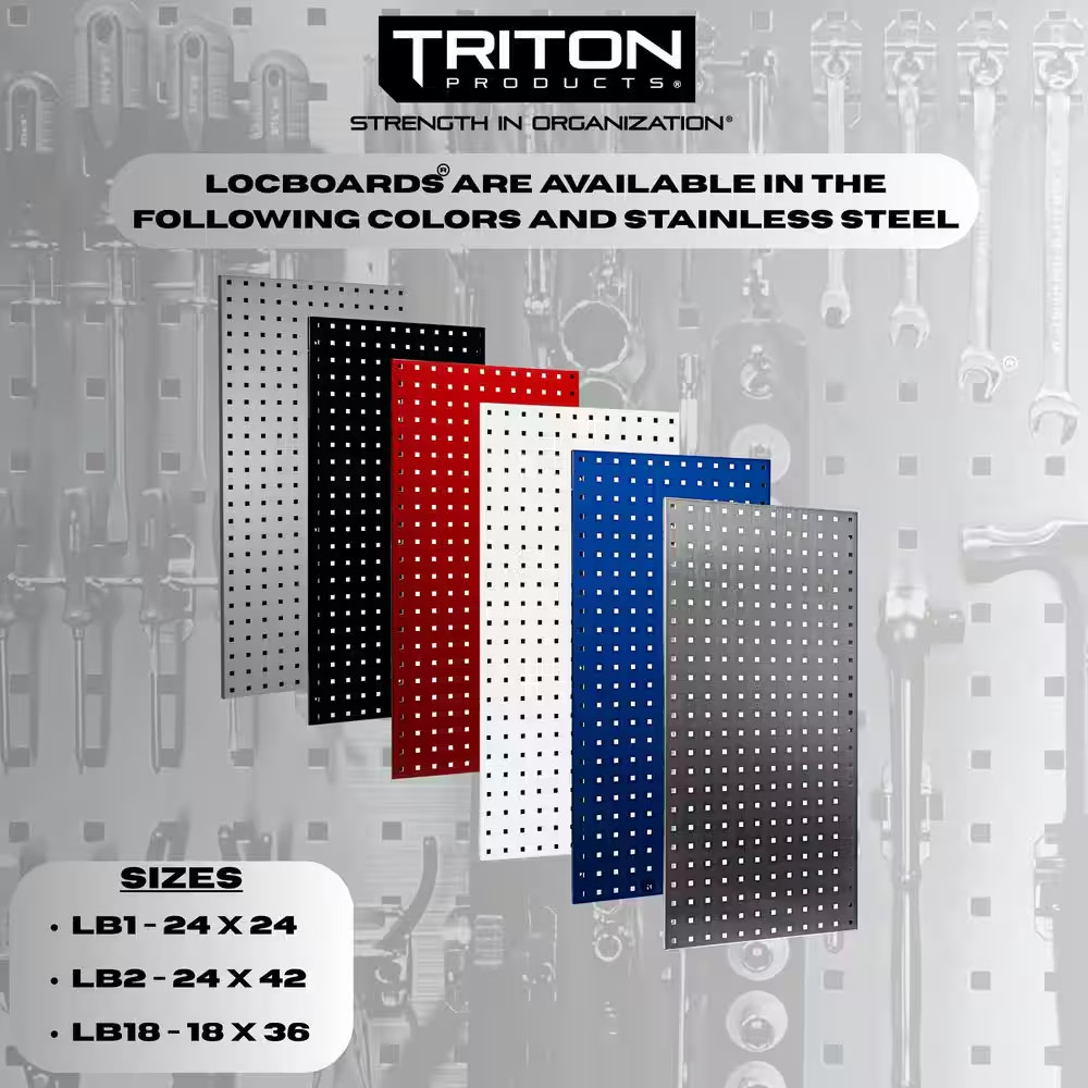 24 In. W X 42 In. H X 9/16 In. D Blue Epoxy, 18-Gauge Steel Square Hole Pegboard