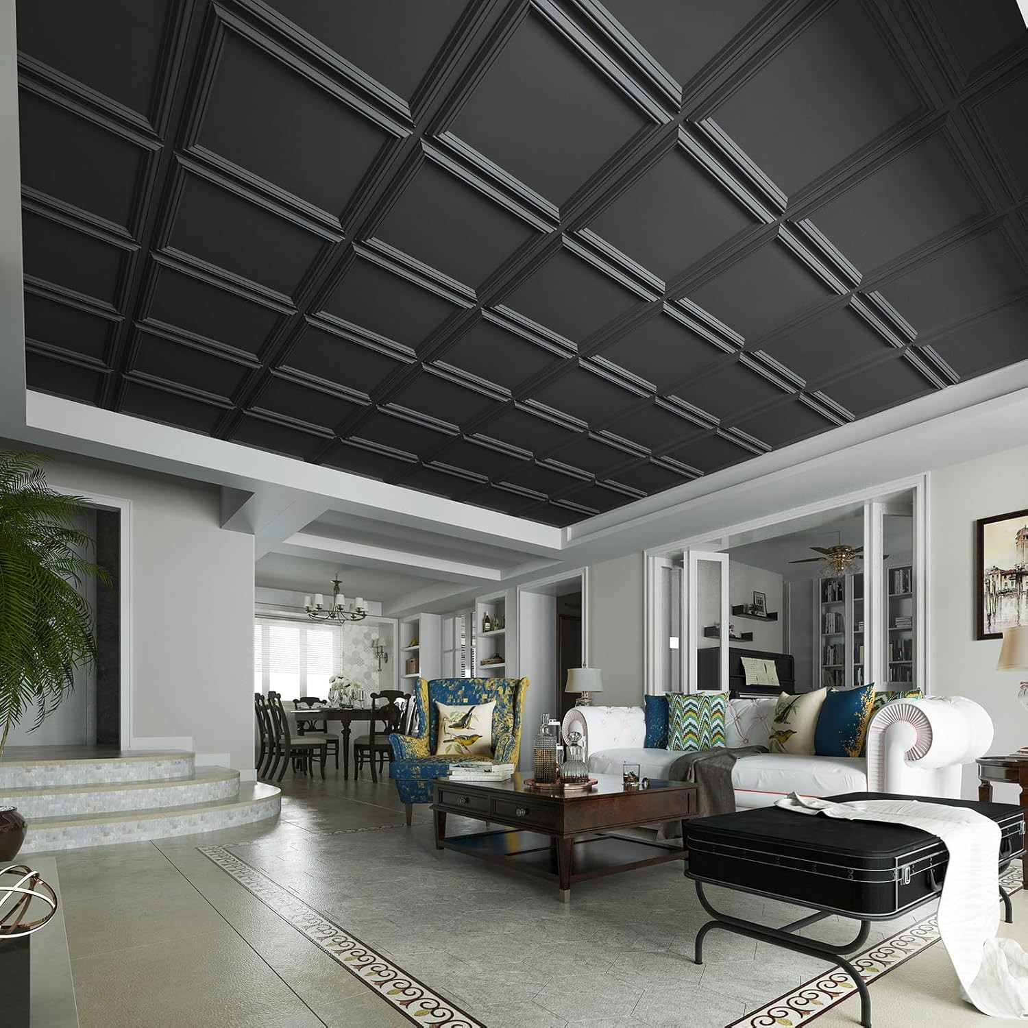 12-Pack Drop Relief Ceiling Tiles for Home, Office & Commercial Space, 24 X 24In
