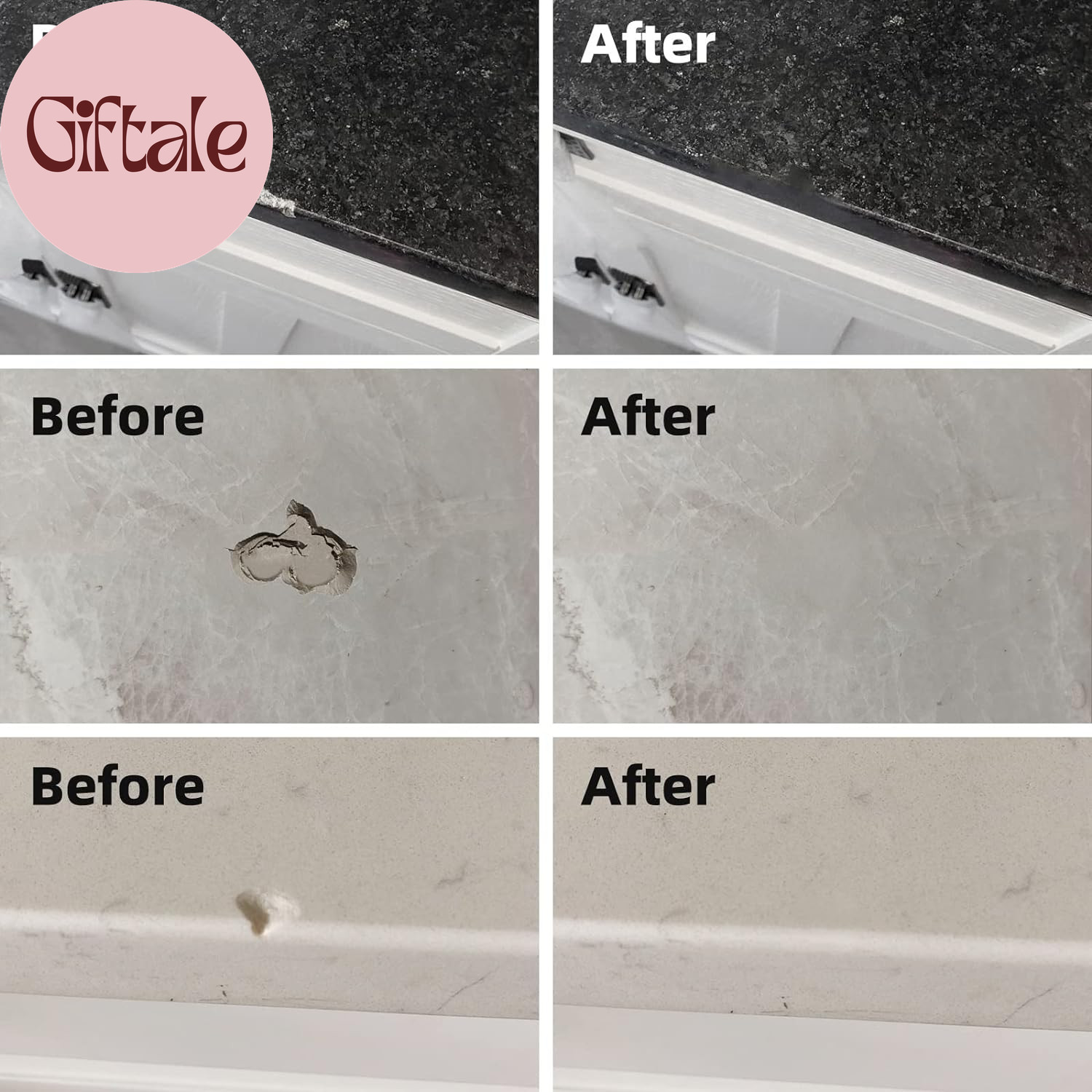 Tile and Granite/Marble Repair Kit, Porcelain Stone and Quartz Countertops Repai