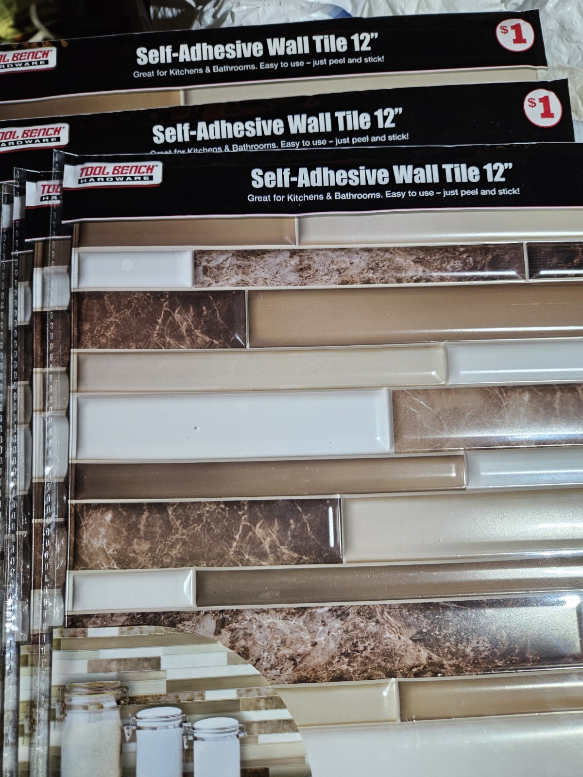 6-Tool Bench Hardware 12 Inch Self Adhesive Mosaic Wall Tile