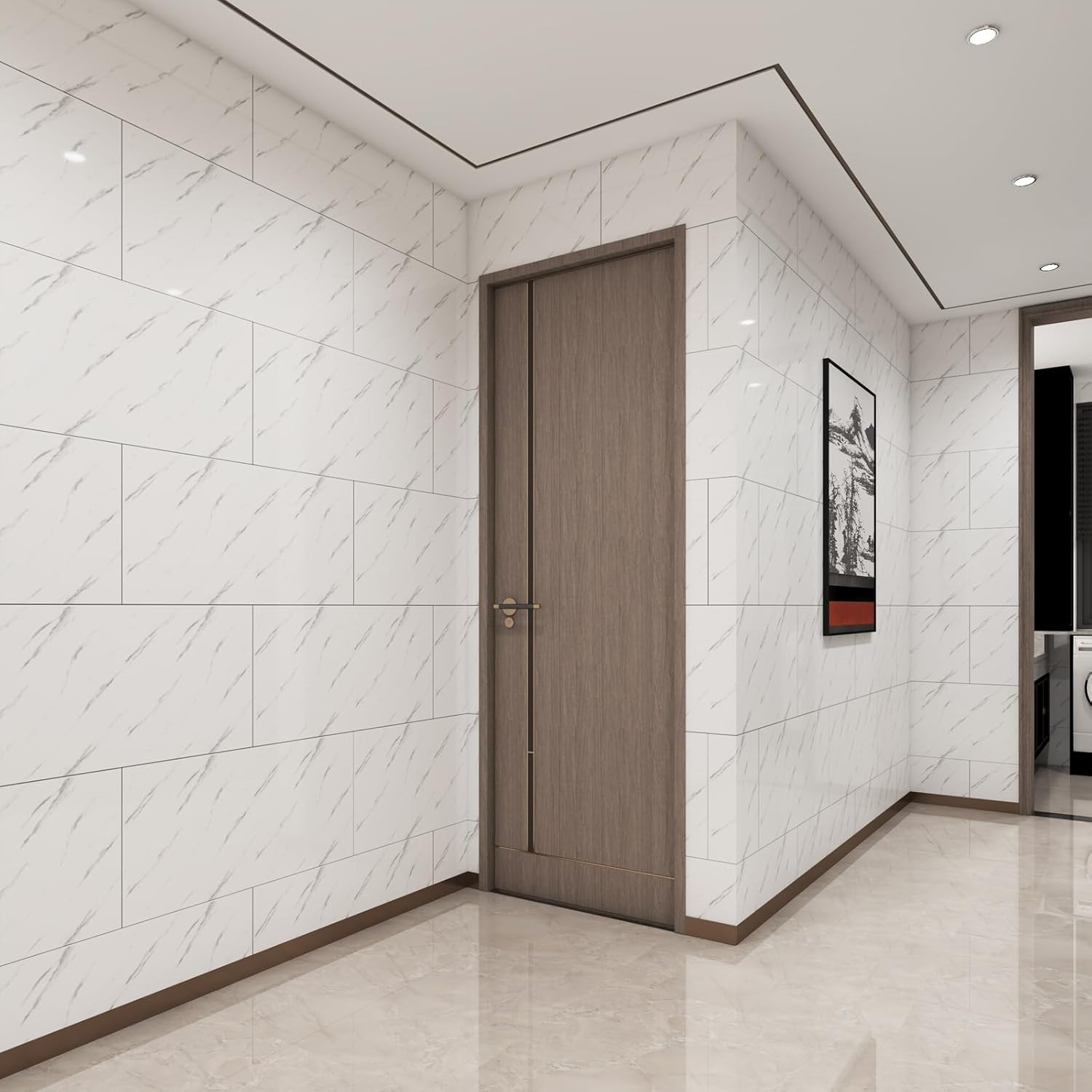 Haimin Peel and Stick Wall Panels 10pc 23.6×11.8in Marble Look Backsplash Tile