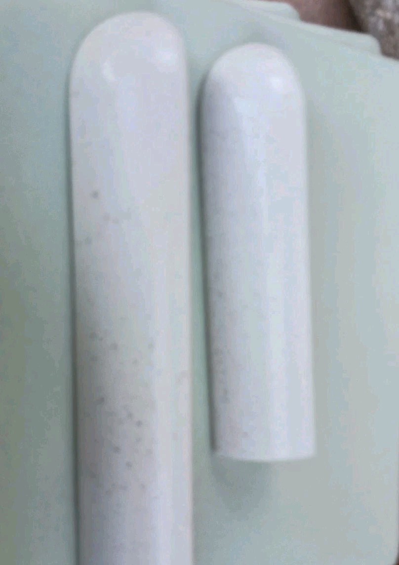 2 pcs. Speckled Beige Ceramic Quarter Round Tiles 1″ X 6″ Finished Corner Beak