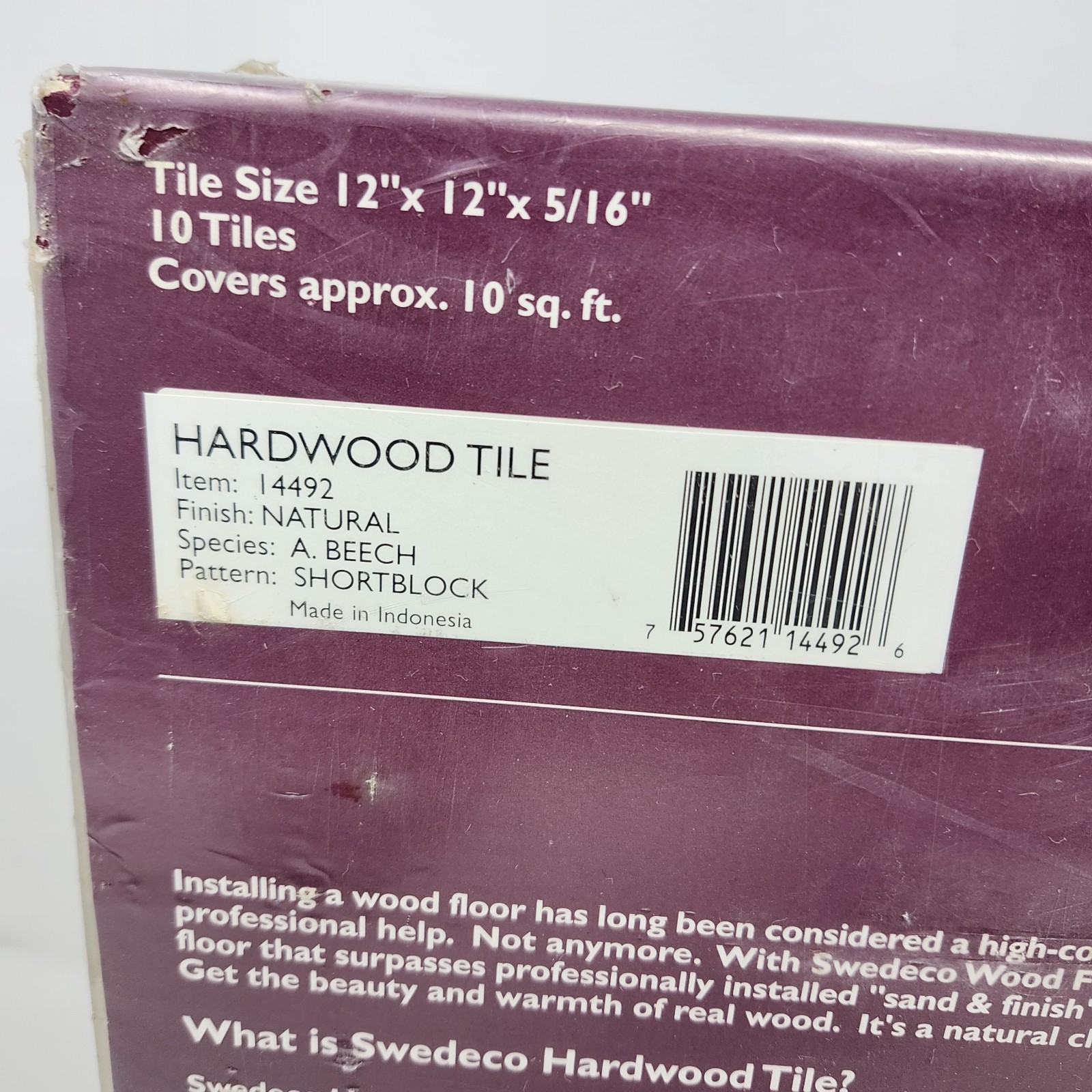 Vintage Beech Parquet Hardwood Tile Flooring (10 Tiles/Package) Swedeco Natural