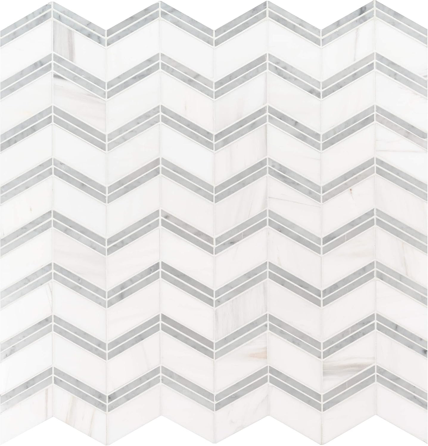 Bianco Dolomite 12×12 Polished Marble Mosaic Tile – Elegant White Chevron