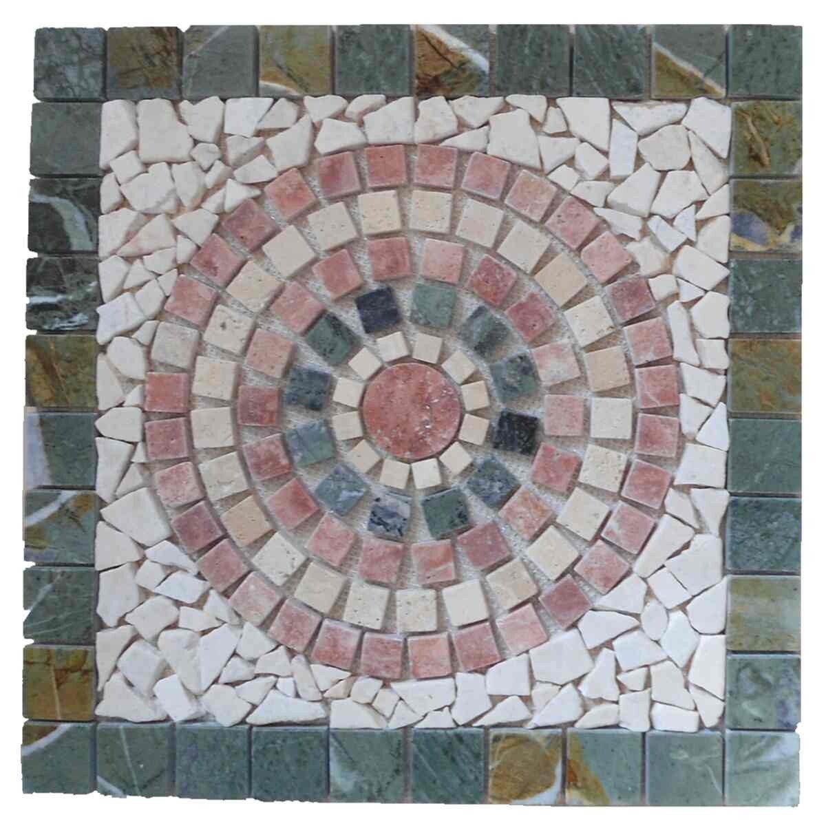 18″ x 18″ Travertine marble mesh mounted mosaic floor tabletop decor medallion