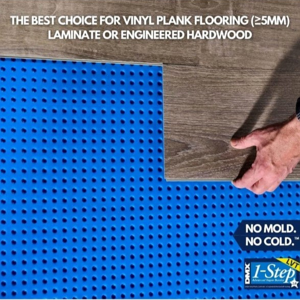 DMX 1-STEP Flooring Underlayment 29’L x 42″W Moisture Resistant Blue (100 Sq.Ft)